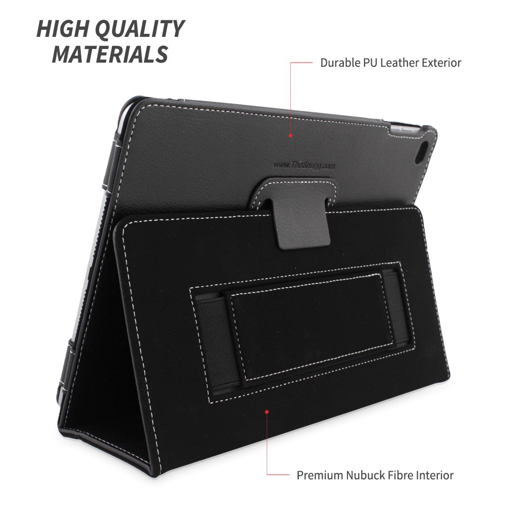 Premium Leather Smart Case for Apple iPad Air 2 - Snugg Executive Black Protective Cover with Auto Wake/Sleep Function & Flip Stand | Perfect for Business, Travel, and Home Use