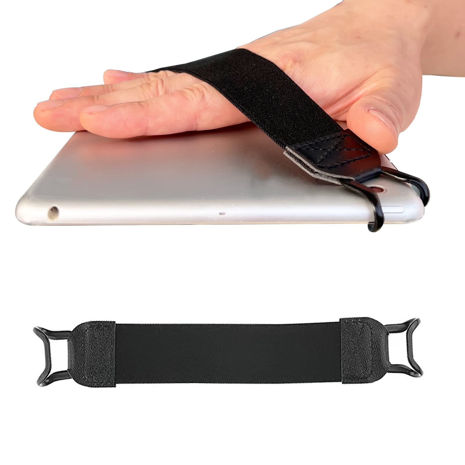 EGO Security Hand-Strap for 9-10 Inch Tablets - Compatible with iPad Pro/Air, Kindle Fire HD, Samsung Galaxy Tab, Lenovo Tab (Black) | High-Elasticity Lightweight Finger Grip Holder | Perfect for Reading, Gaming & Travel Use