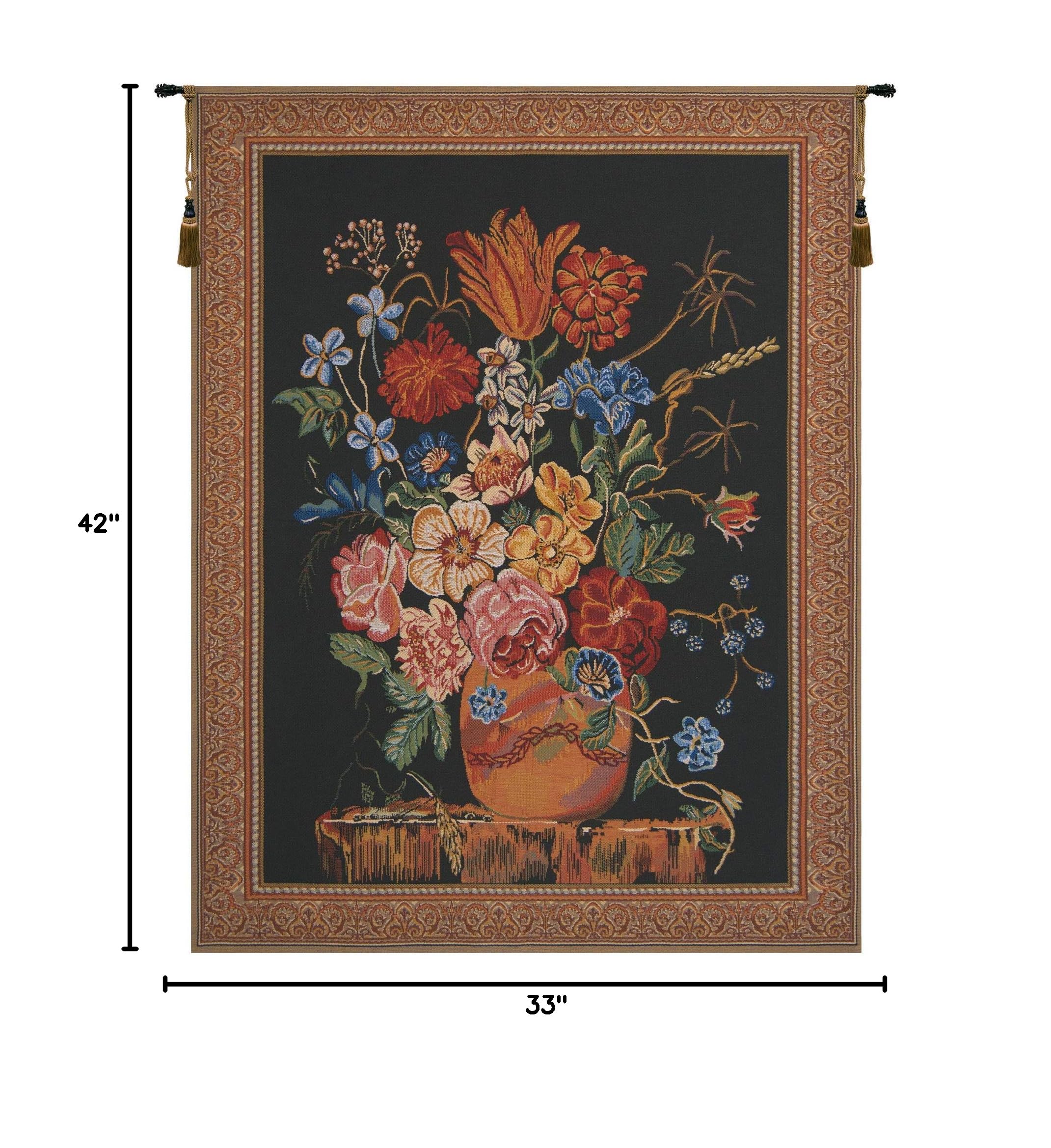 Charlotte Home Furnishings Verendael Terra Cotta Belgian Tapestry Wall Hanging - 42x33 Inch Viscose Cotton Polyester Blend Wall Art Decor for Living Room, Bedroom & Office