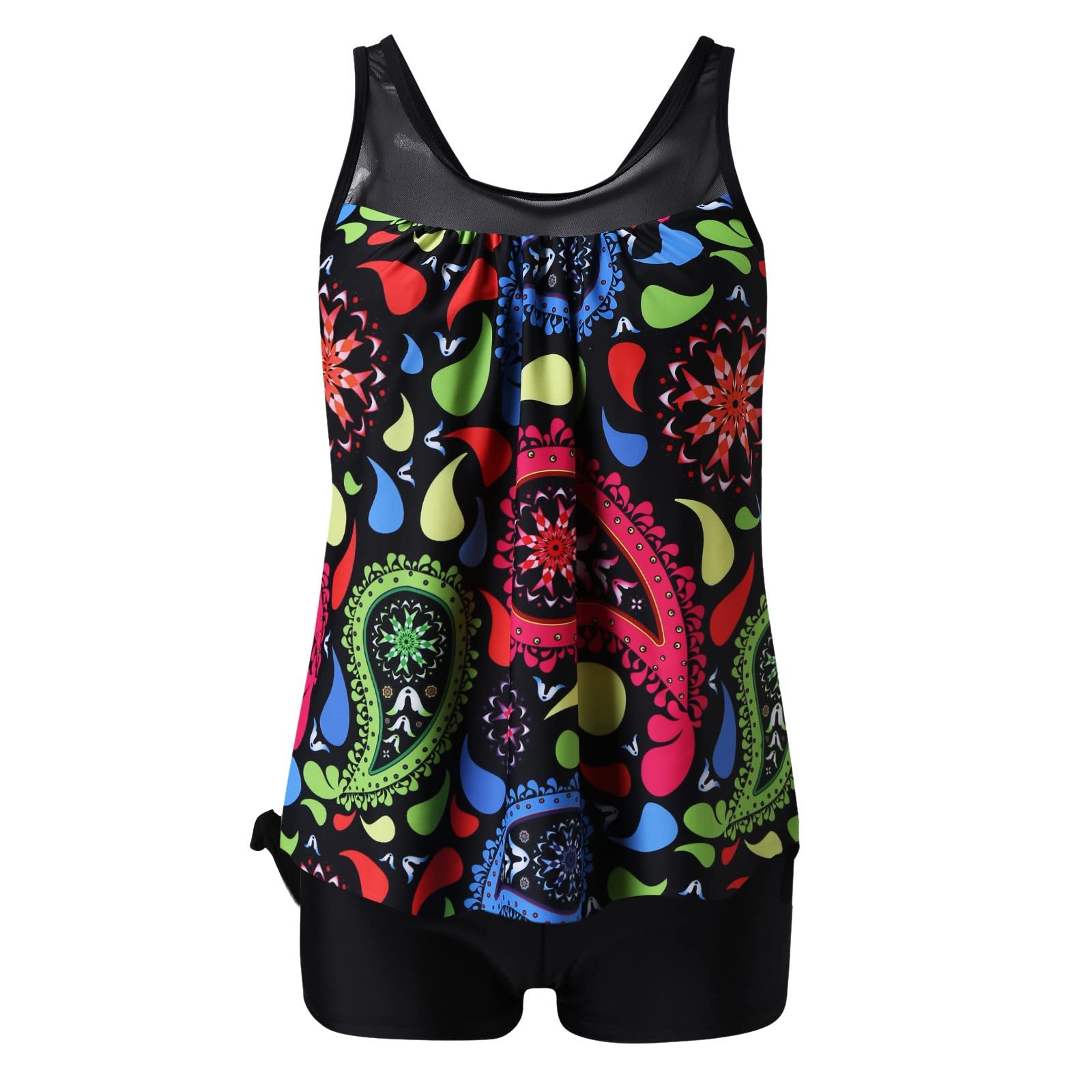 Trendy 2024 Women's Tankini Swimsuits - Two Piece Bathing Suits with Sling Swim Top & Shorts, Floral Print Beach Swimwear for Pool, Vacation & Summer Water Activities