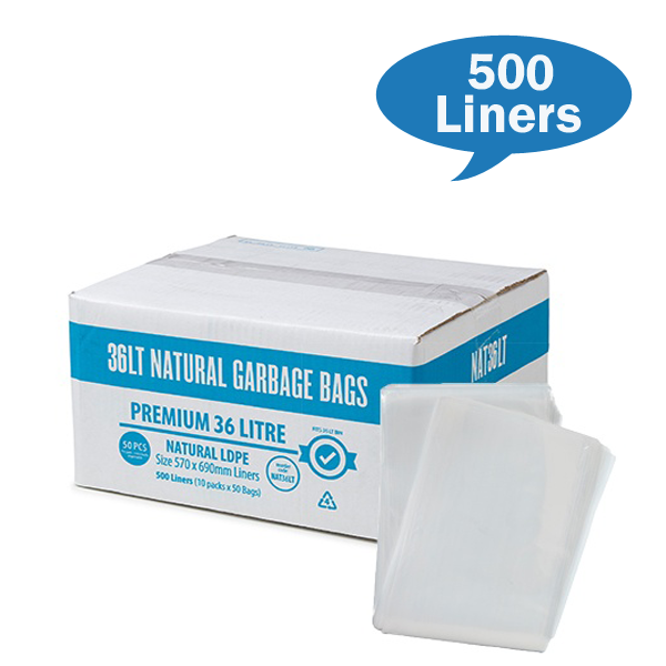 Premium Clear 36Lt Trash Bags - Heavy Duty Garbage Bags for Kitchen, Bathroom & Office Waste Disposal - Leak Proof & Odor Control