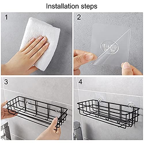 JIALTO Wall-Mounted Bathroom Shelf Organizer with Hooks - Black Space-Saving Bathroom Storage Rack & Towel Holder - Perfect for Small Bathrooms, Showers, and Vanity Organization (Pack of 1)
