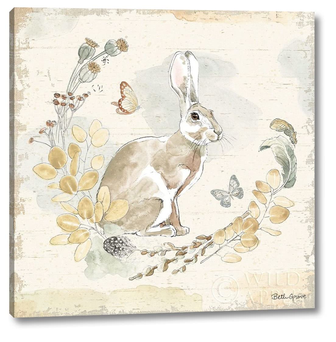 Beth Grove Woodland Wreath X - 30x30 Inch Canvas Wall Art Print, Gallery Wrapped, Ready to Hang - Perfect for Living Room, Bedroom & Office Decor