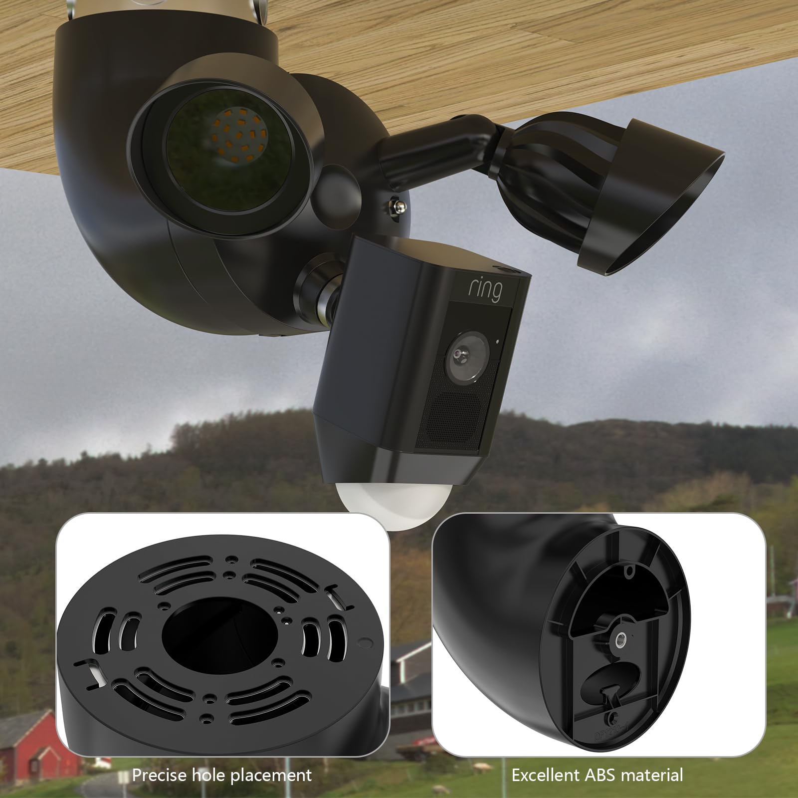Outdoor Camera Eave Mount Bracket for Ring/Blink/Wyze Floodlight Cams - Black for Home Security