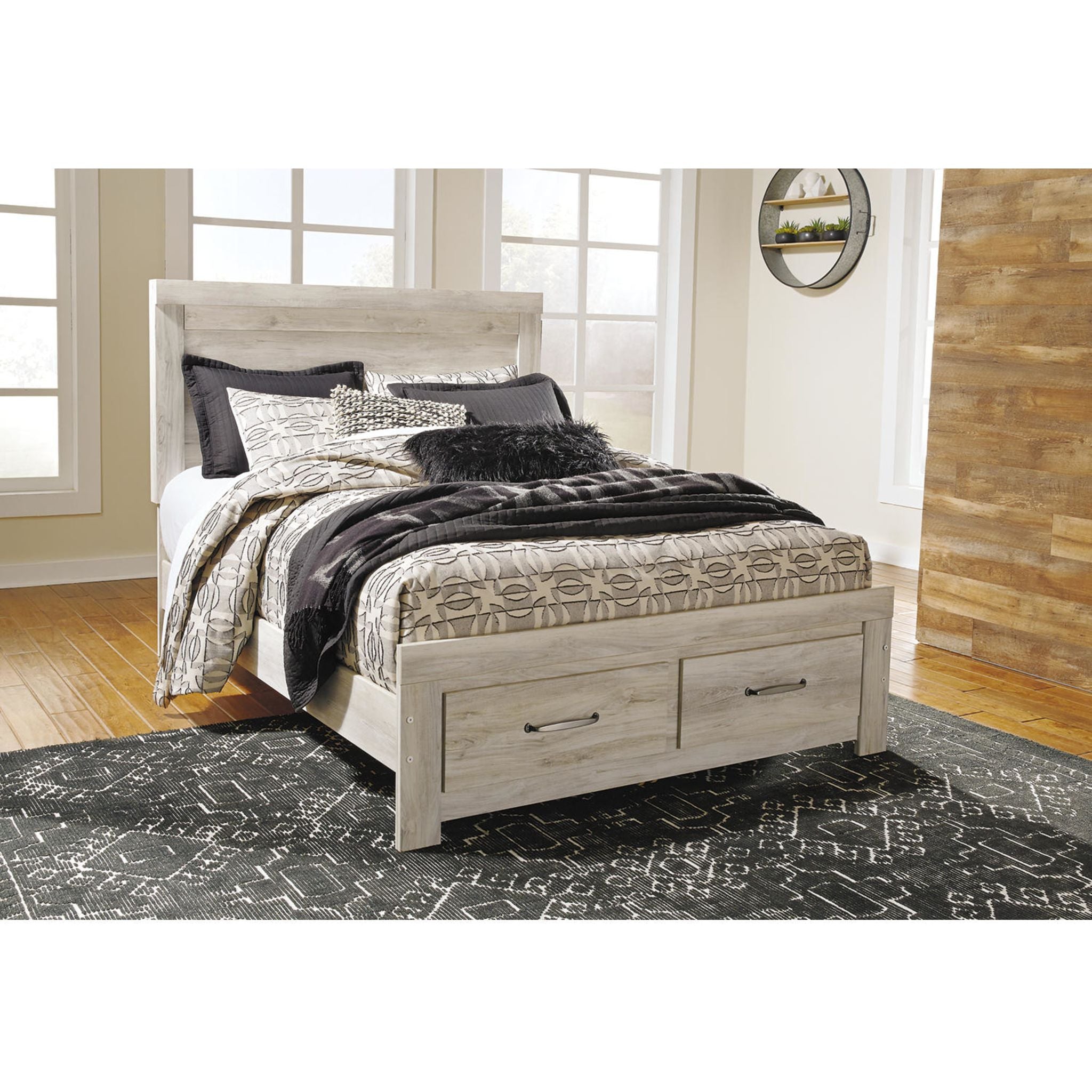Bellaby 5-Piece Queen Size Bedroom Set with Storage - Whitewash Finish | Modern Bedroom Furniture for Small Spaces & Guest Rooms