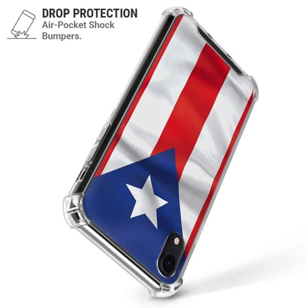 Skinit Clear iPhone XR Phone Case with Puerto Rico Flag Design - Protective Slim Fit Cover for iPhone XR (6.1 Inch) - Perfect for Travel, Daily Use & Showcasing Puerto Rican Pride