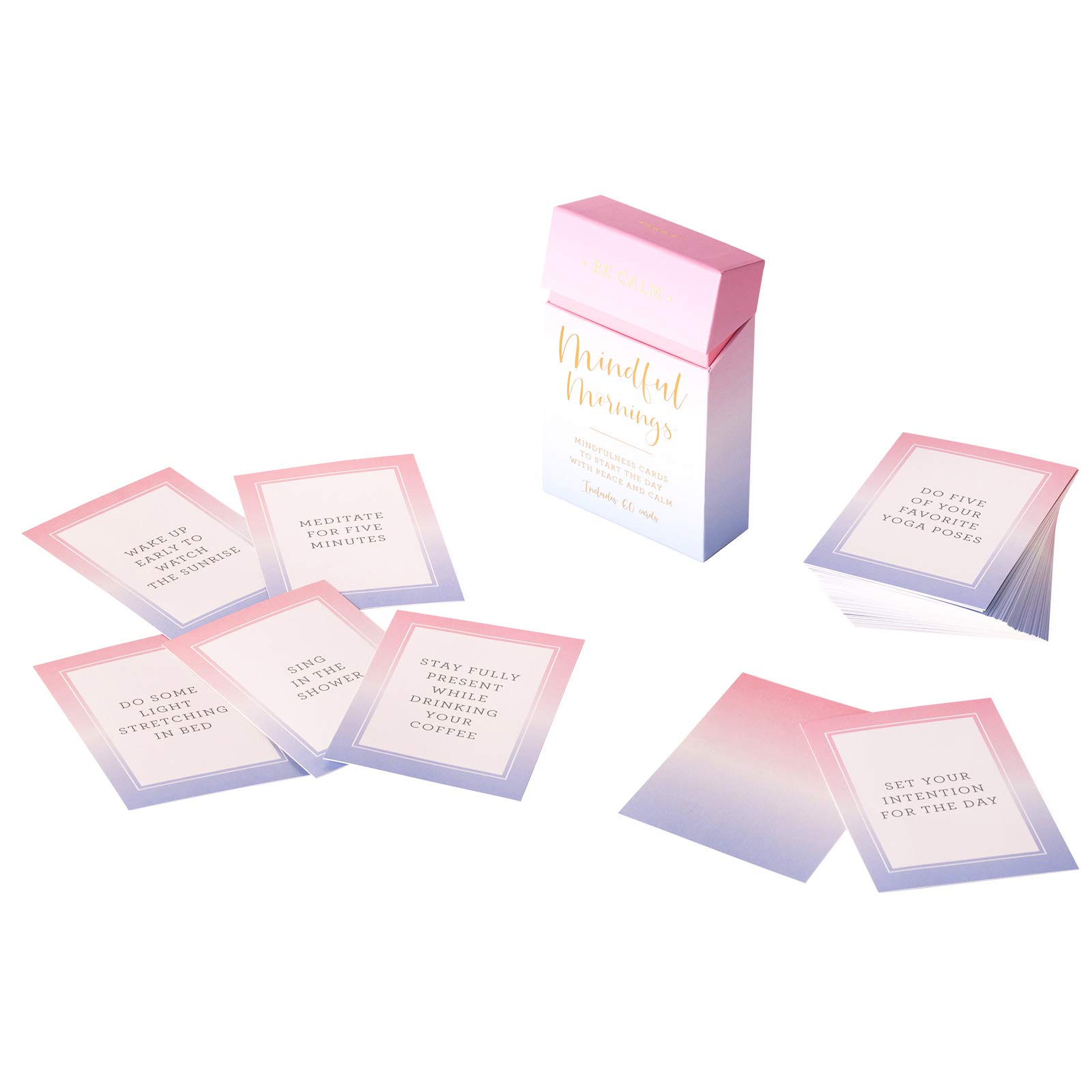 WORLD TRAVELER Eccolo Mindful Mornings - 60 Mindfulness Cards for Self Care, Peace & Positive Affirmations | Daily Meditation Cards for Stress Relief, Anxiety & Gratitude Practice | Perfect Mindfulness Gift for Women, Men & Yoga Lovers | Use for Morning Routine, Therapy Sessions or Bedtime Relaxation