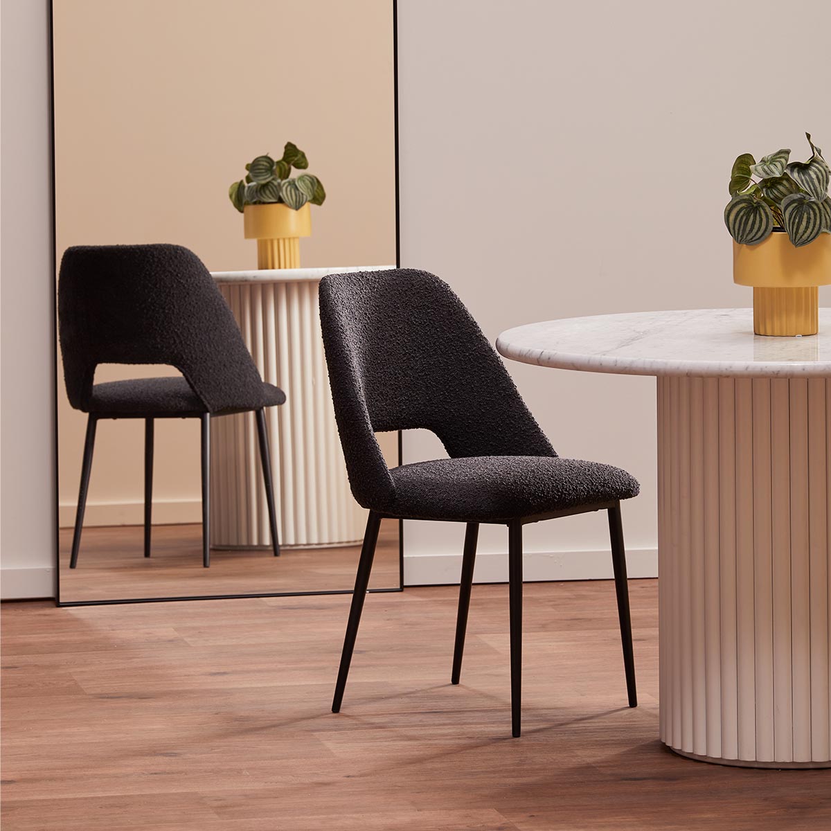 Belmont Boucle Dining Chair - Modern Upholstered Accent Chair for Kitchen, Dining Room & Office - Comfortable & Stylish Seating Solution