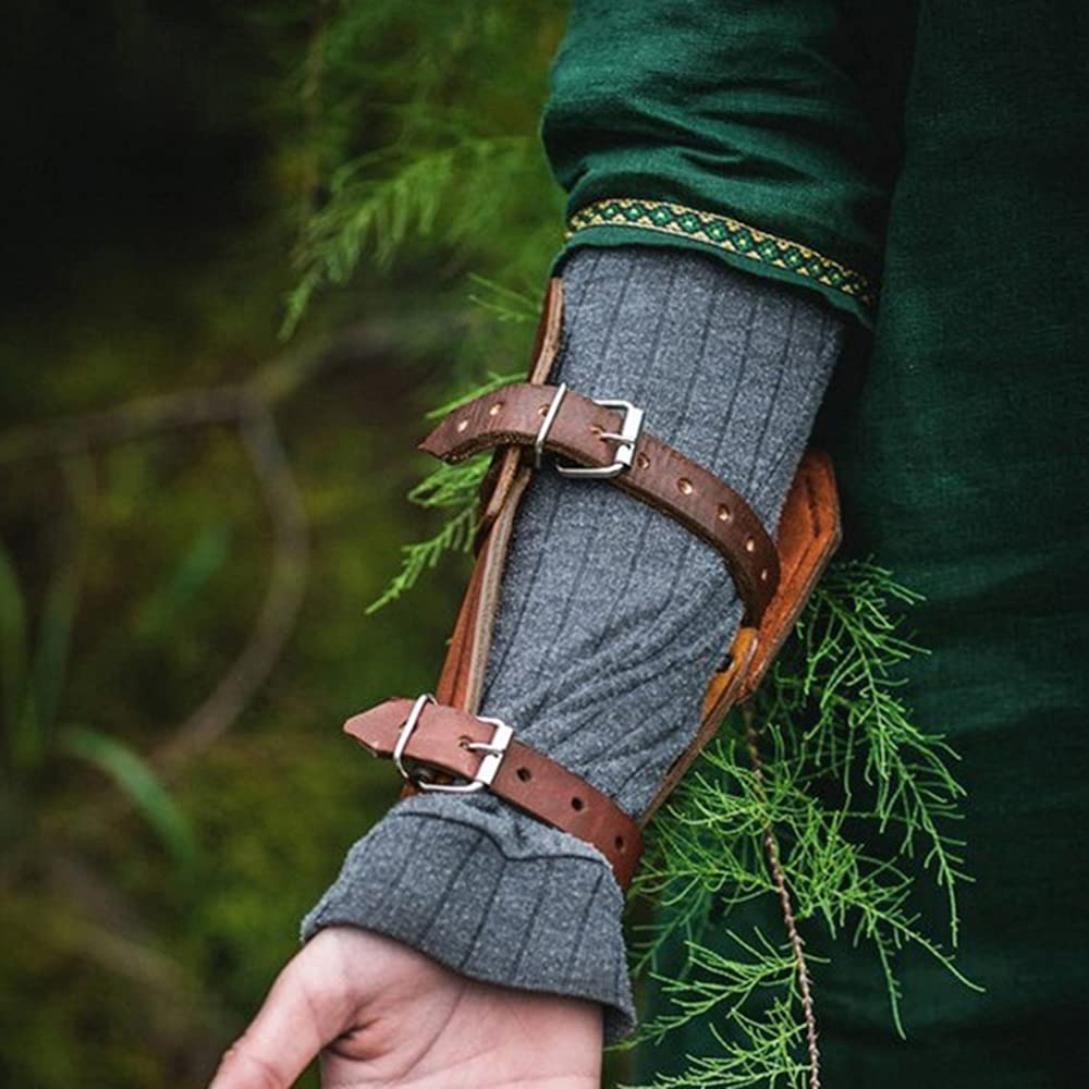 Medieval Gauntlet Wristband - Punk Gothic Faux Leather Armor Bracer with Buckles | Perfect for LARP, Cosplay, Renaissance Fairs & Halloween Costumes