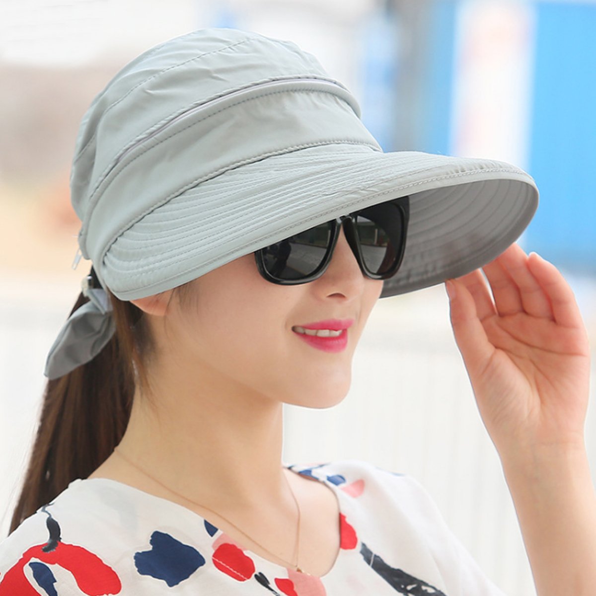 Asian Women's Bowknot Sun Hat - Wide Brim UV Protection Visor Cap for Summer Beach, Travel & Outdoor Activities