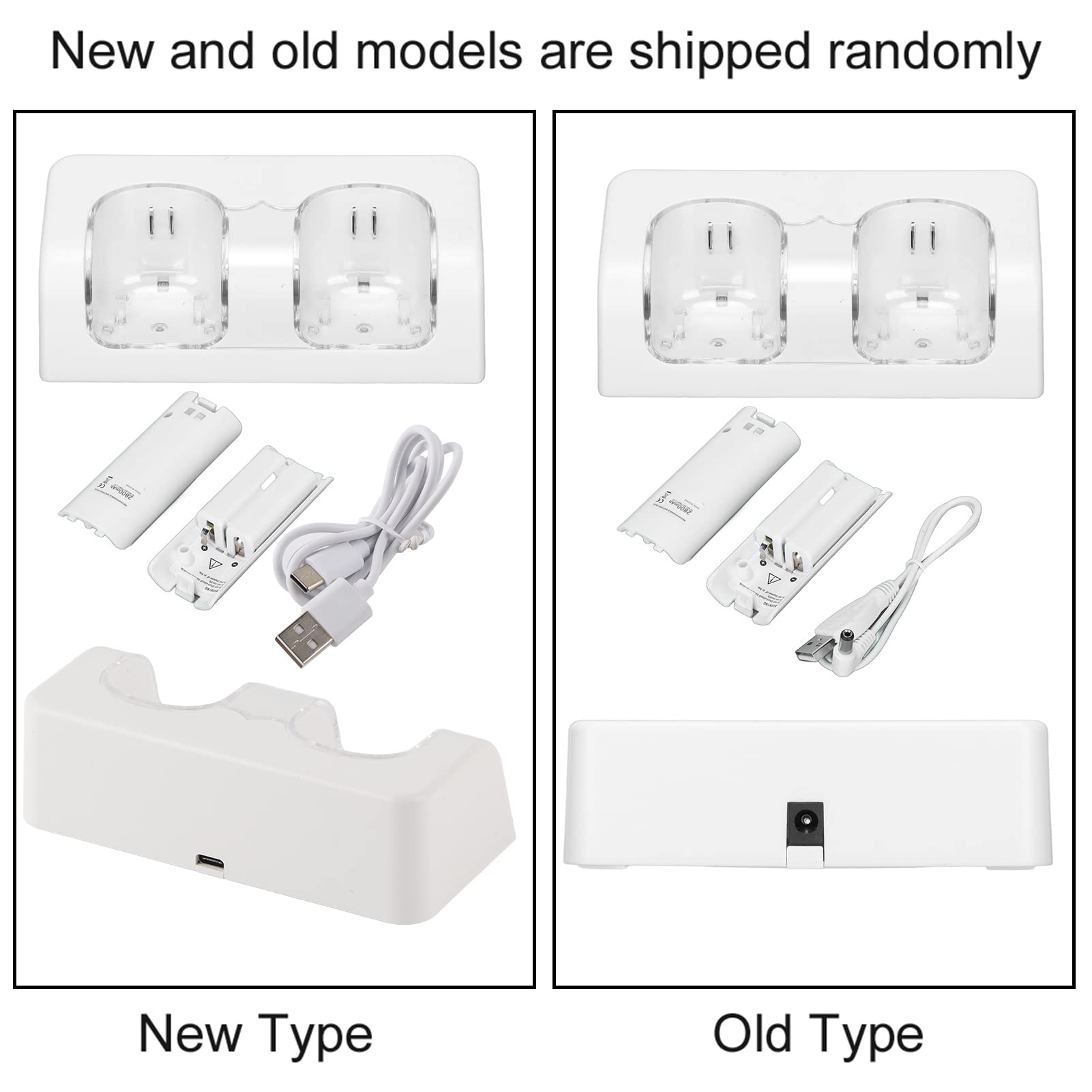 Yunseity Wii Remote Battery Charger - Dual Charging Station for Wii & Wii U Controllers with 2x 2800mAh Rechargeable Batteries (White) | Perfect for Gaming Sessions & Family Entertainment