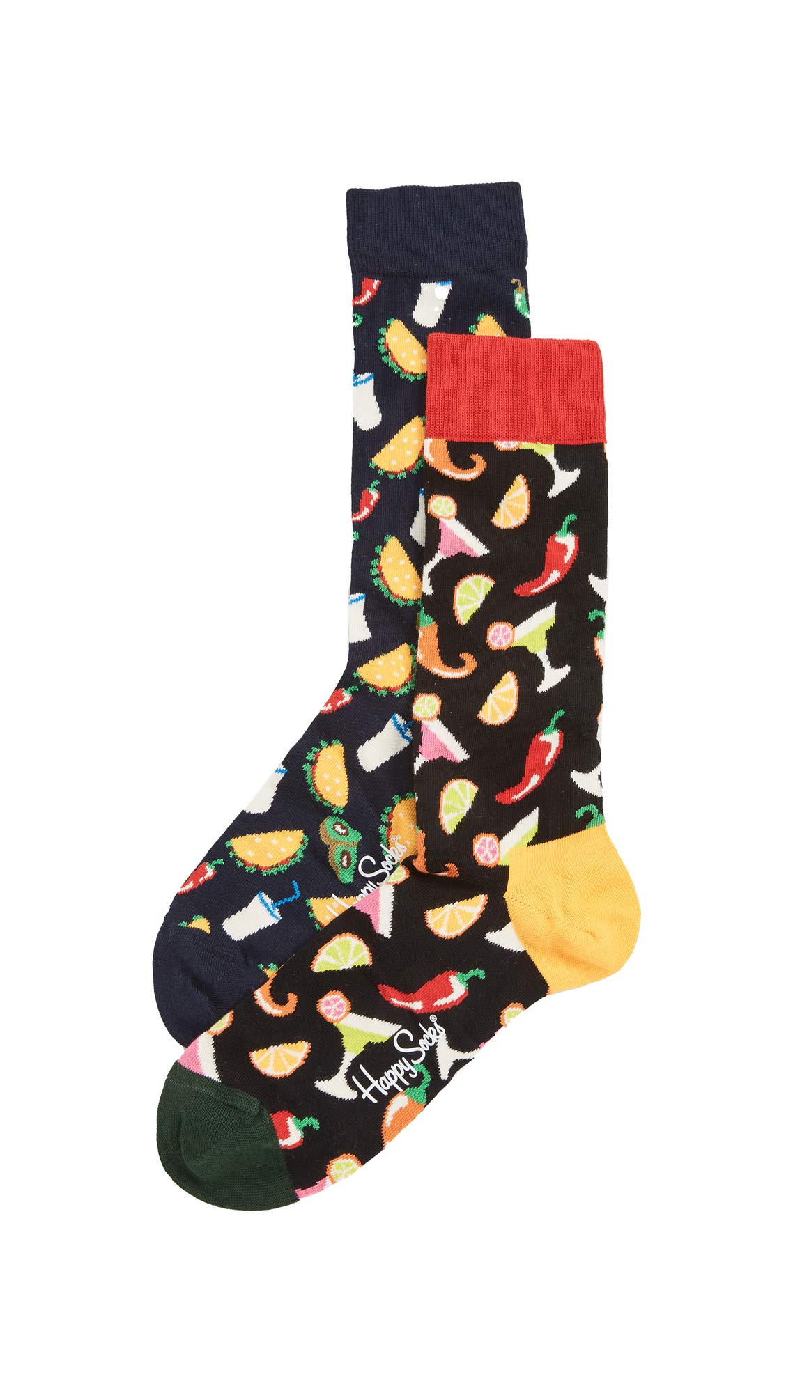 Happy Socks Unisex 2-Pack Taco Color Print Crew Socks Gift Set - Fun Novelty Socks for Men & Women - Perfect for Casual Wear, Gifts & Themed Parties