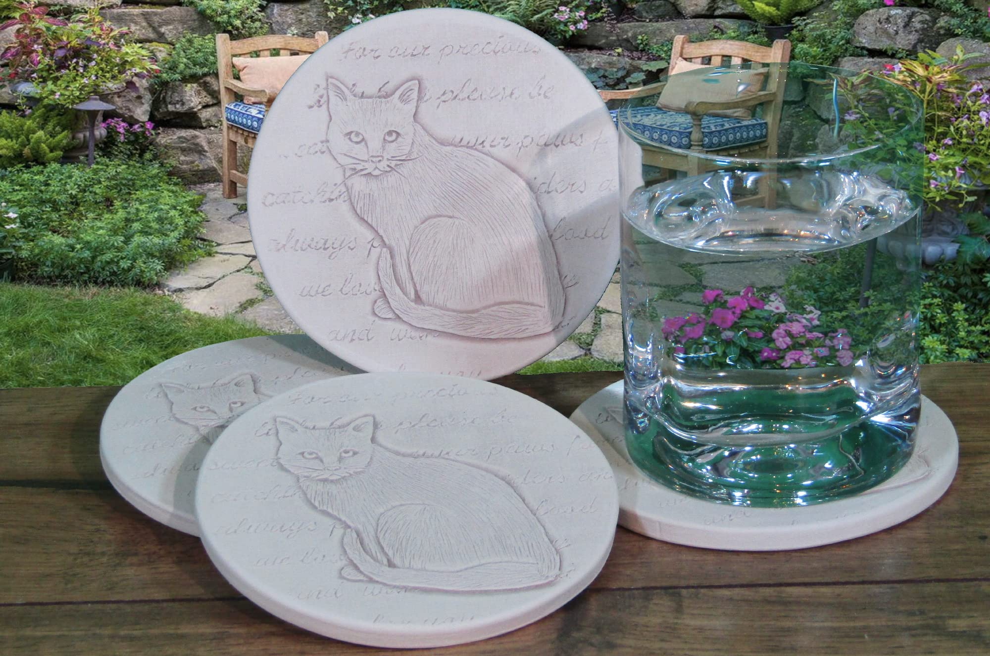 4-Pack Cat-Themed Absorbent Drink Coasters - Perfect for Coffee, Tea & Wine Protection on Tables (Cute Pet Gift Idea)
