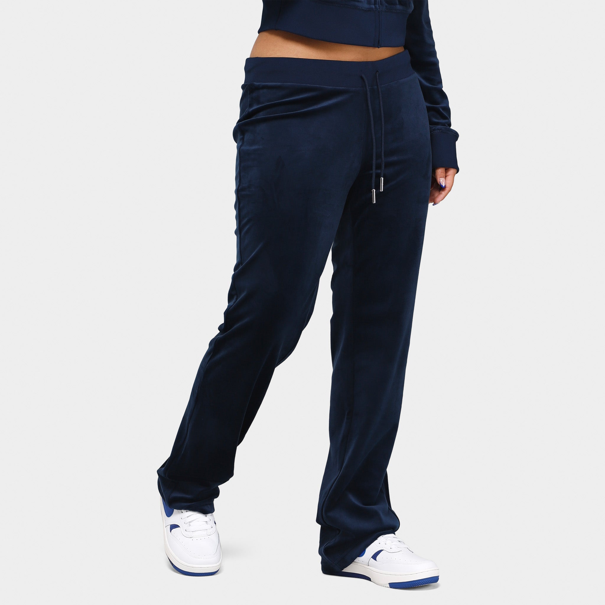 Juicy Couture Women's OG Big Bling Velour Track Pants - Regal Blue | Soft Lounge Pants for Women | Casual & Athletic Wear | Perfect for Yoga, Running Errands & Relaxing at Home