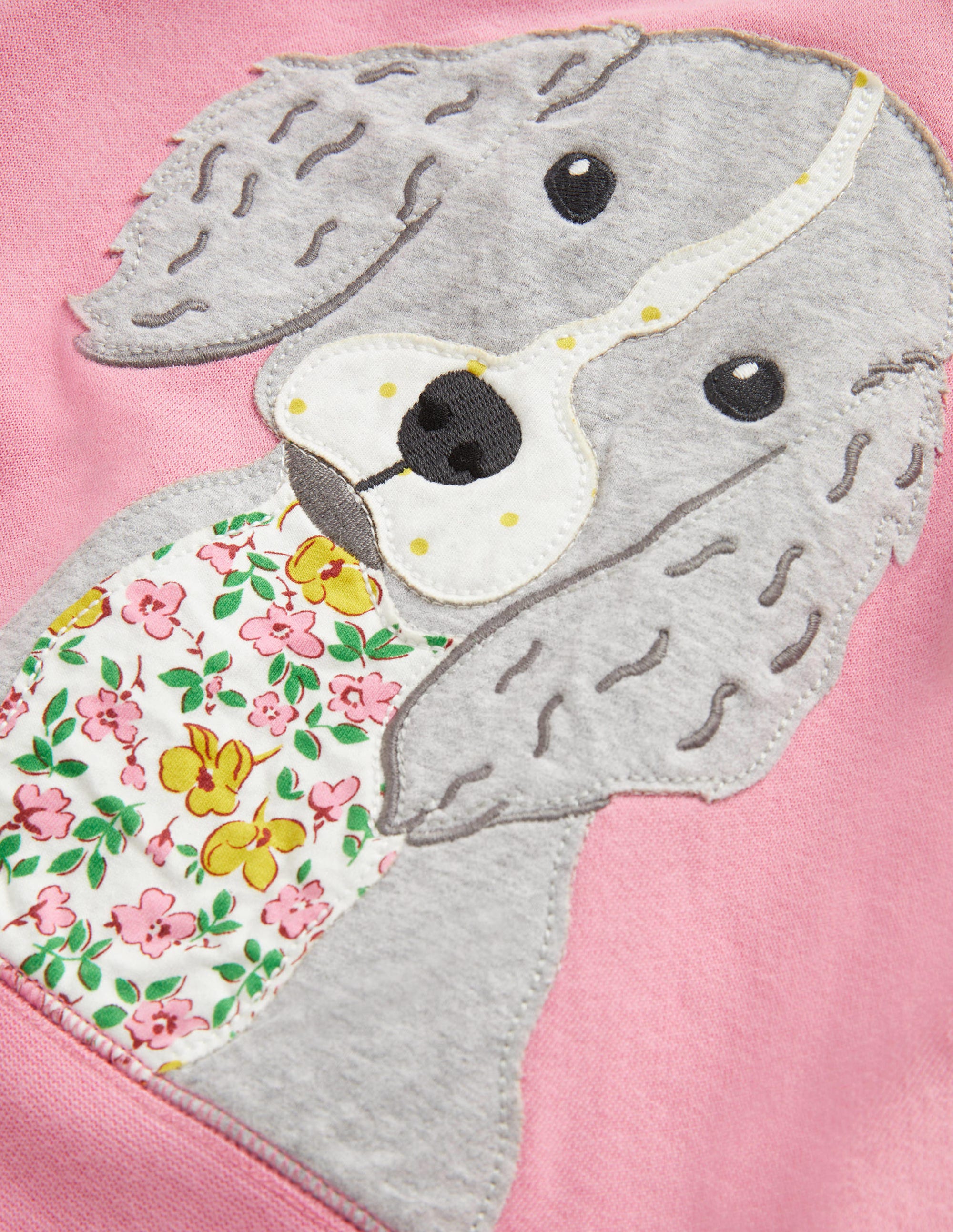 Applique Hoodie with Pink Puppy Design - Cute & Stylish Pullover for Women & Girls | Perfect for Casual Wear, Outfits, and Gifts