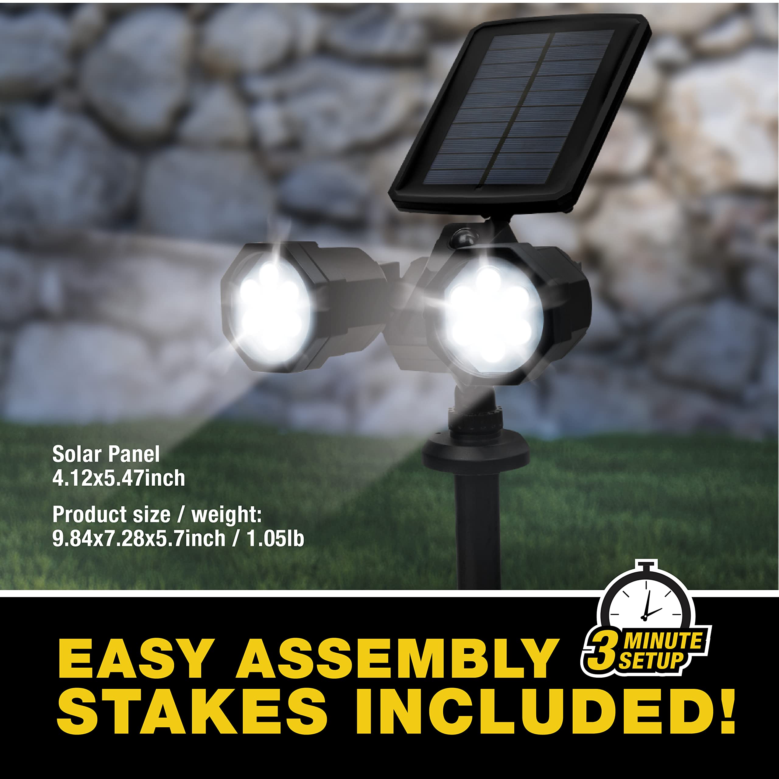 Bell+Howell Bionic Spotlight Duo Deluxe Solar Lights - Motion Sensor Outdoor Lighting with Super Bright LEDs, Waterproof Landscape Lights for Patio, Yard, Garden (No Batteries Needed) - Perfect for Pathway Lighting, Backyard Security & Garden Decor
