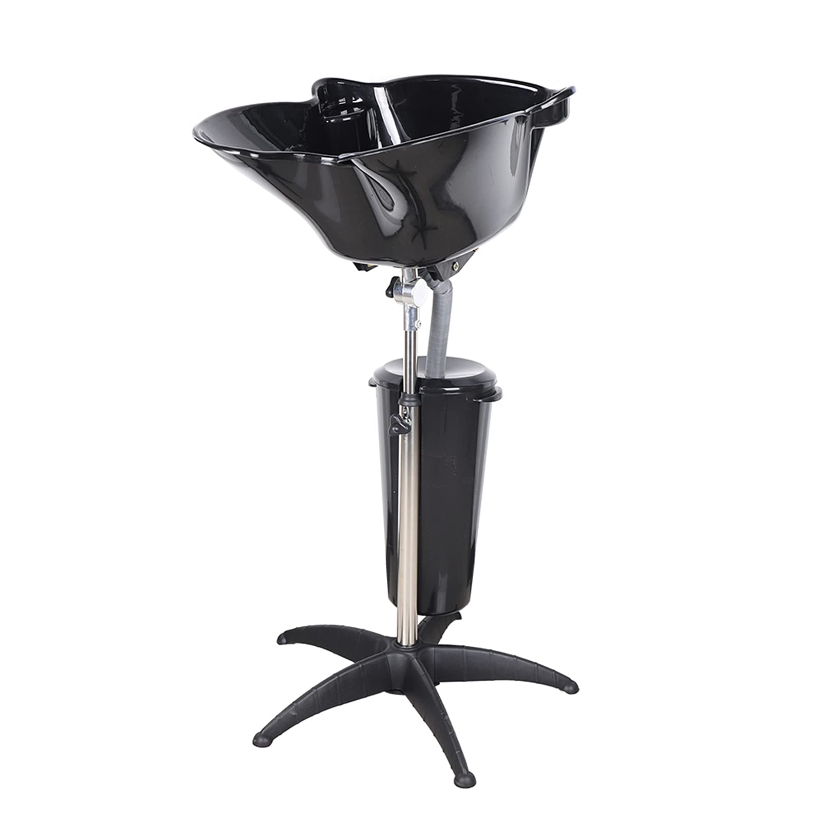 **Adjustable Height Portable Salon Shampoo Sink with Drain Hose - Deep Hair Washing Basin for Barber & Salon (103-139cm, Black) - Perfect for Backwash, Hair Treatment & Styling Services**