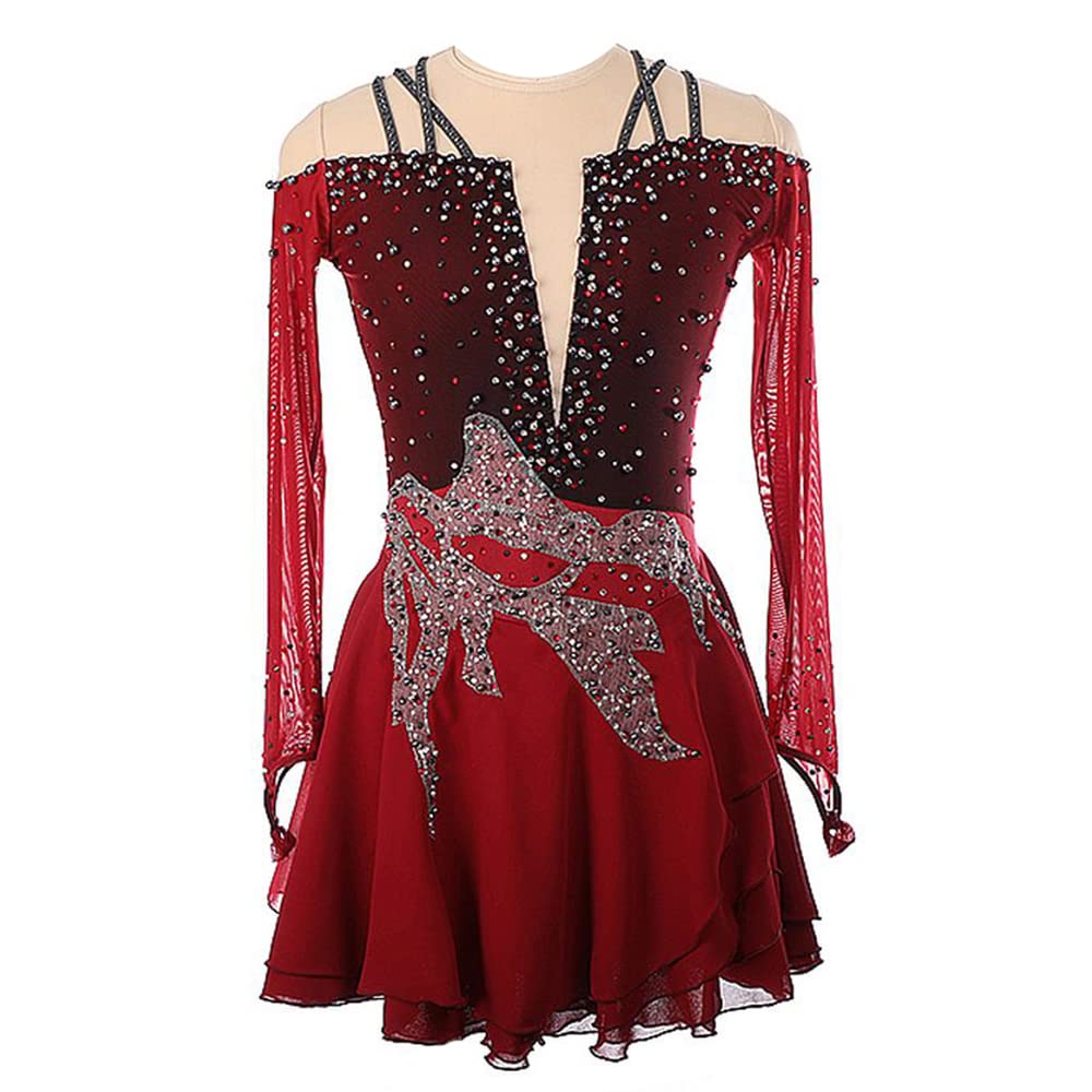 LIUHUO Girls Ice Skating Competition Dress - Kids White Figure Skating Performance Outfit for Competitions & Recitals - Perfect for Ice Shows, Ballet on Ice, and Winter Sports Events