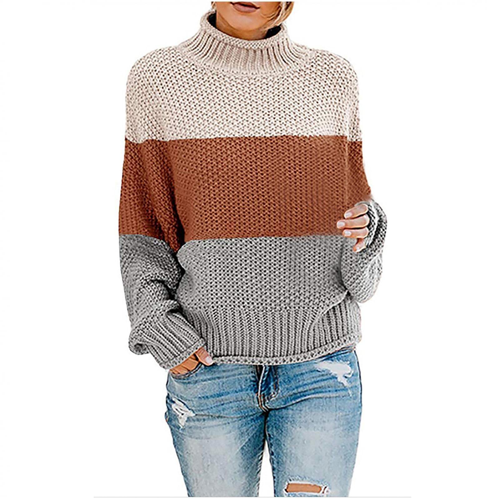 Women's Long Sleeve Turtleneck Sweater - Soft Casual Loose Pullover Jumper Top (Solid Colors) | Perfect for Fall Winter Outfits, Office Wear & Cozy Home Relaxation