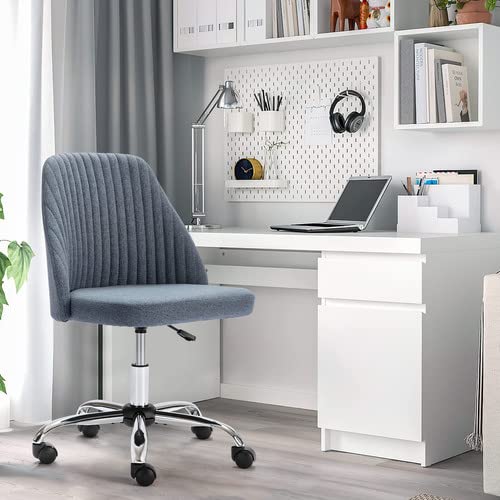 Ergonomic Home Office Desk Chair - Adjustable Height Rolling Task Chair with Lumbar Support, Armless Modern Design for Small Spaces, Bedroom, Makeup Vanity | Perfect for Remote Work, Gaming & Study