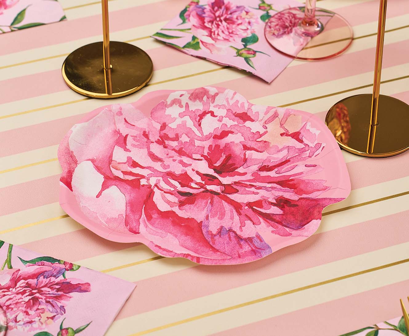 Elegant Pink Peonies Table Setting - Floral Dinnerware for Weddings, Parties & Home Decor - Perfect for Romantic Events & Spring Celebrations