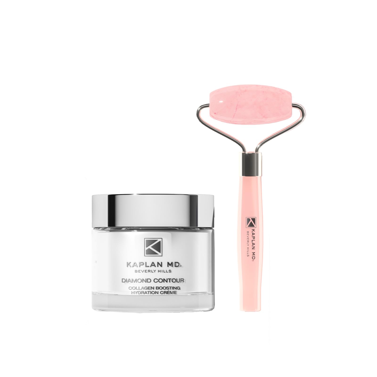 Kaplan MD Diamond Contour Collagen Boosting Hydration Cream with Rose Quartz Roller - Anti-Aging Face Moisturizer & Massage Tool for Glowing Skin | Perfect for Daily Skincare Routine & Spa-Like Facial Treatment at Home