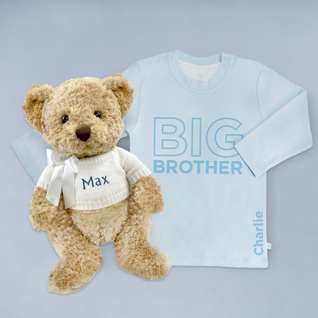 Custom Big Brother T-Shirt with Bernard Bear Design - Perfect for Family Matching Outfits & Sibling Gifts