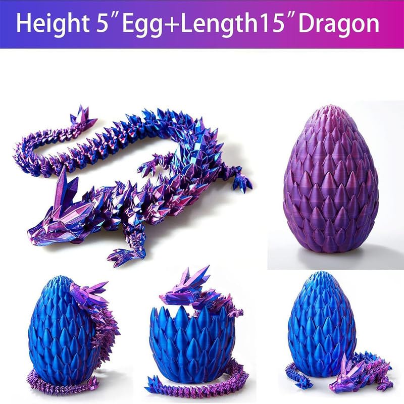 3D Printed Dragon Egg Fidget Toy - 12 Inch Mystery Crystal Dragon for Adults, Autism & ADHD Relief - Lavender Purple - Perfect for Stress Relief, Focus & Sensory Play