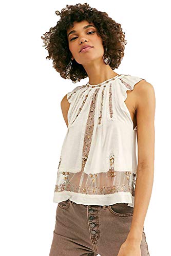 Free People Morocco Sleeveless Tank Top in Ivory - Women's Boho Chic Summer Blouse for Beach, Festival & Casual Wear