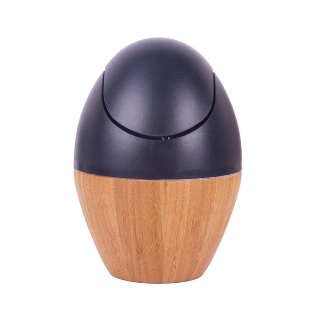 Eco-Friendly Bamboo Trash Can with Lid - Stylish Kitchen & Office Waste Bin for Home, Living Room, Desktop - Durable Household Garbage Bin (Black) | Perfect for Sustainable Living & Small Space Organization