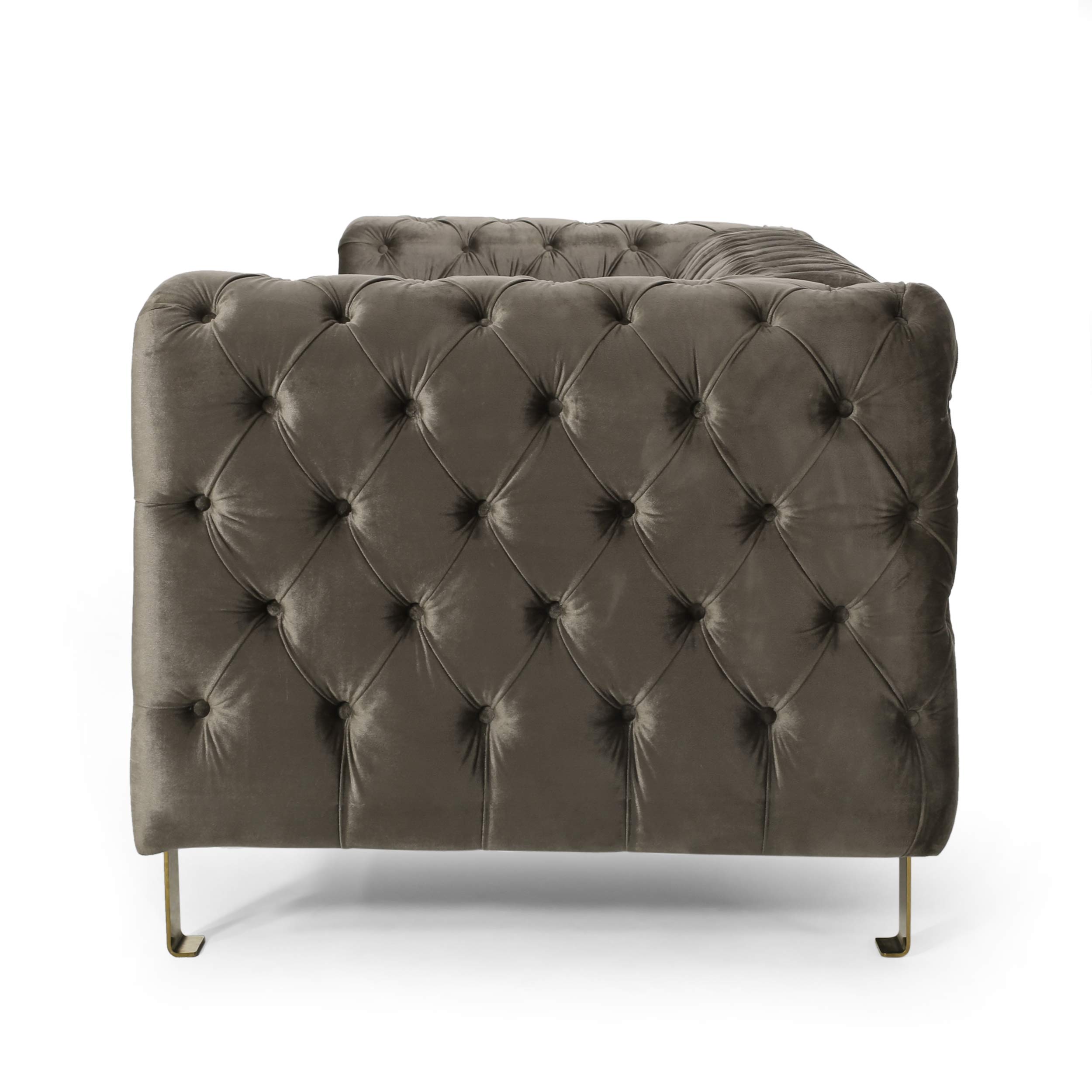 Christopher Knight Home Keyser Modern Gray & Gold Sofa - Stylish Living Room Furniture for Small Spaces & Apartments