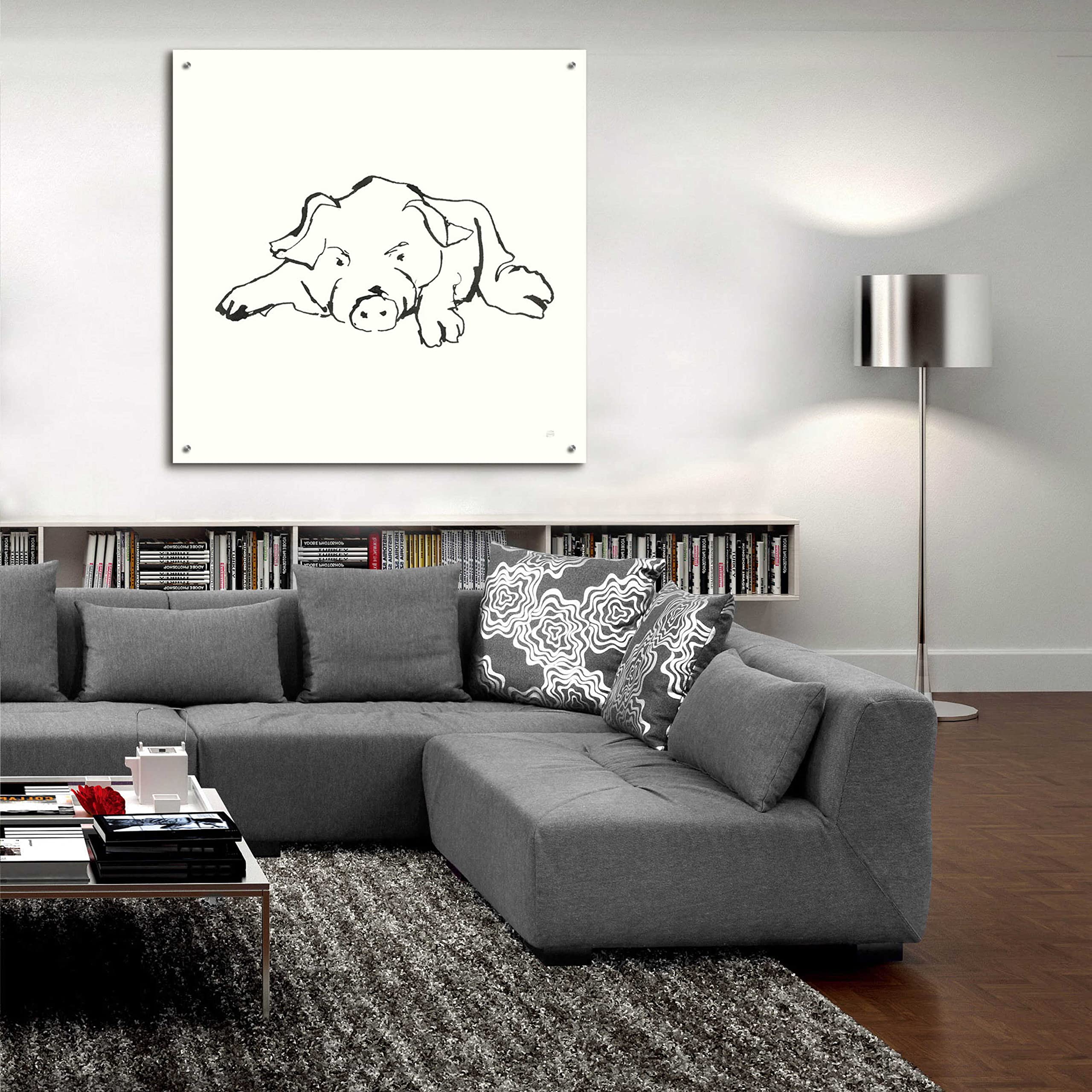 Chris Paschke 'Line Pig I' Acrylic Glass Wall Art - 36x36 Inch Modern Abstract Painting for Living Room, Bedroom & Office Decor