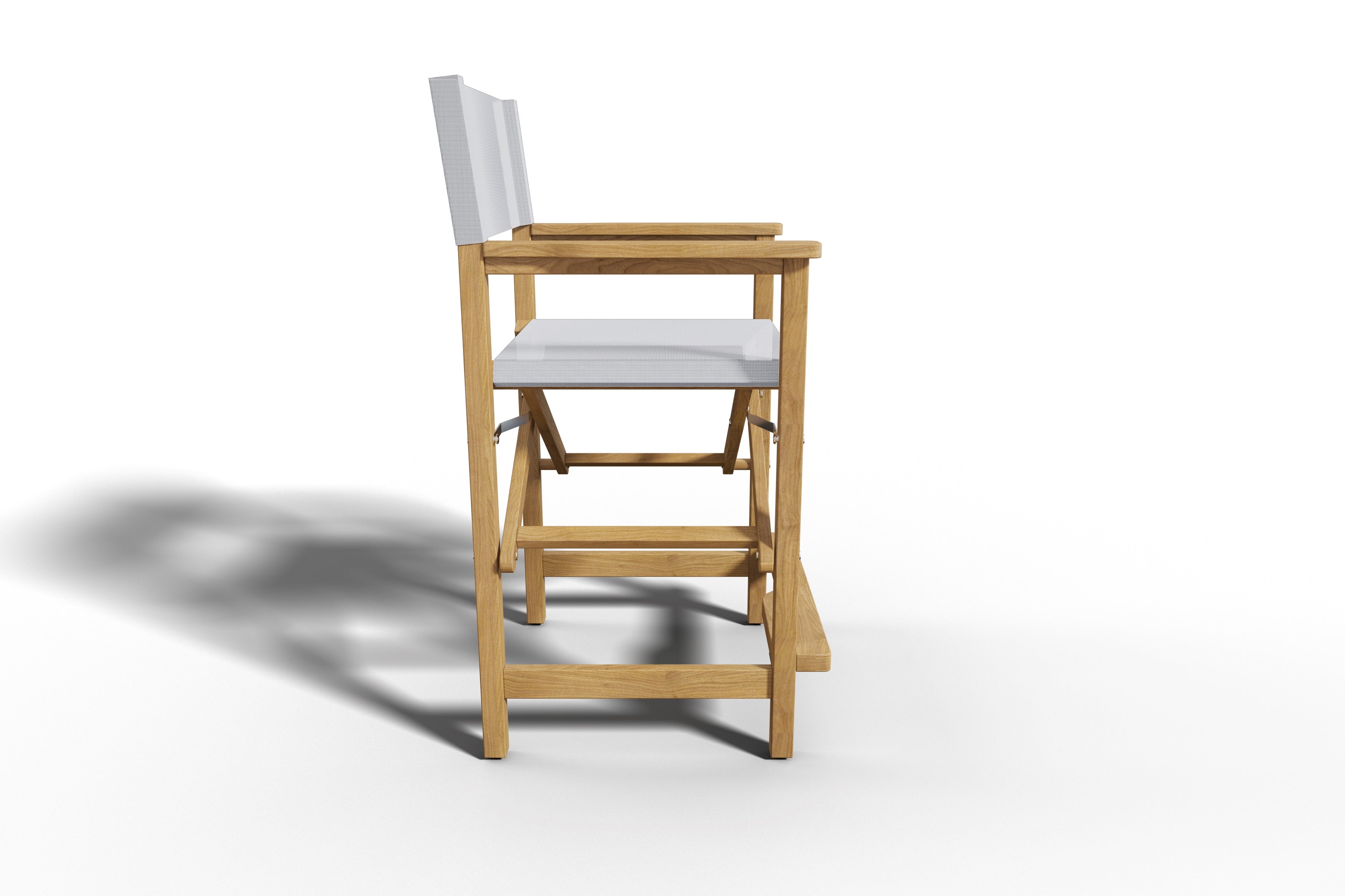 Premium White Teak Outdoor Bar Height Dining Armchair - Weather-Resistant Patio Furniture for Poolside, Deck & Garden Dining