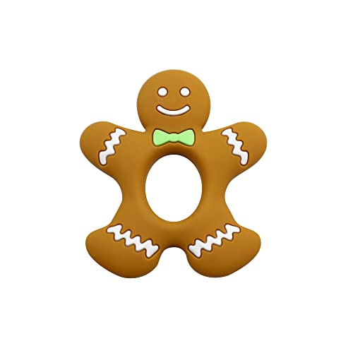 Organic Silicone Baby Teething Toys for Infants - Safe & Soft Gingerbread Man Teether for Pain Relief & Chewing - Perfect for Christmas Gifts & Soothing Sore Gums