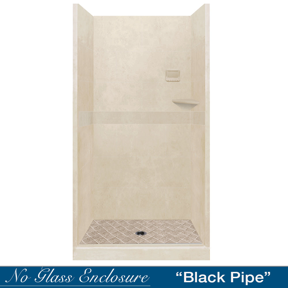 Premium Diamond Solid Desert Sand Small Alcove Shower Enclosure Kit - Waterproof Bathroom Upgrade for Compact Spaces