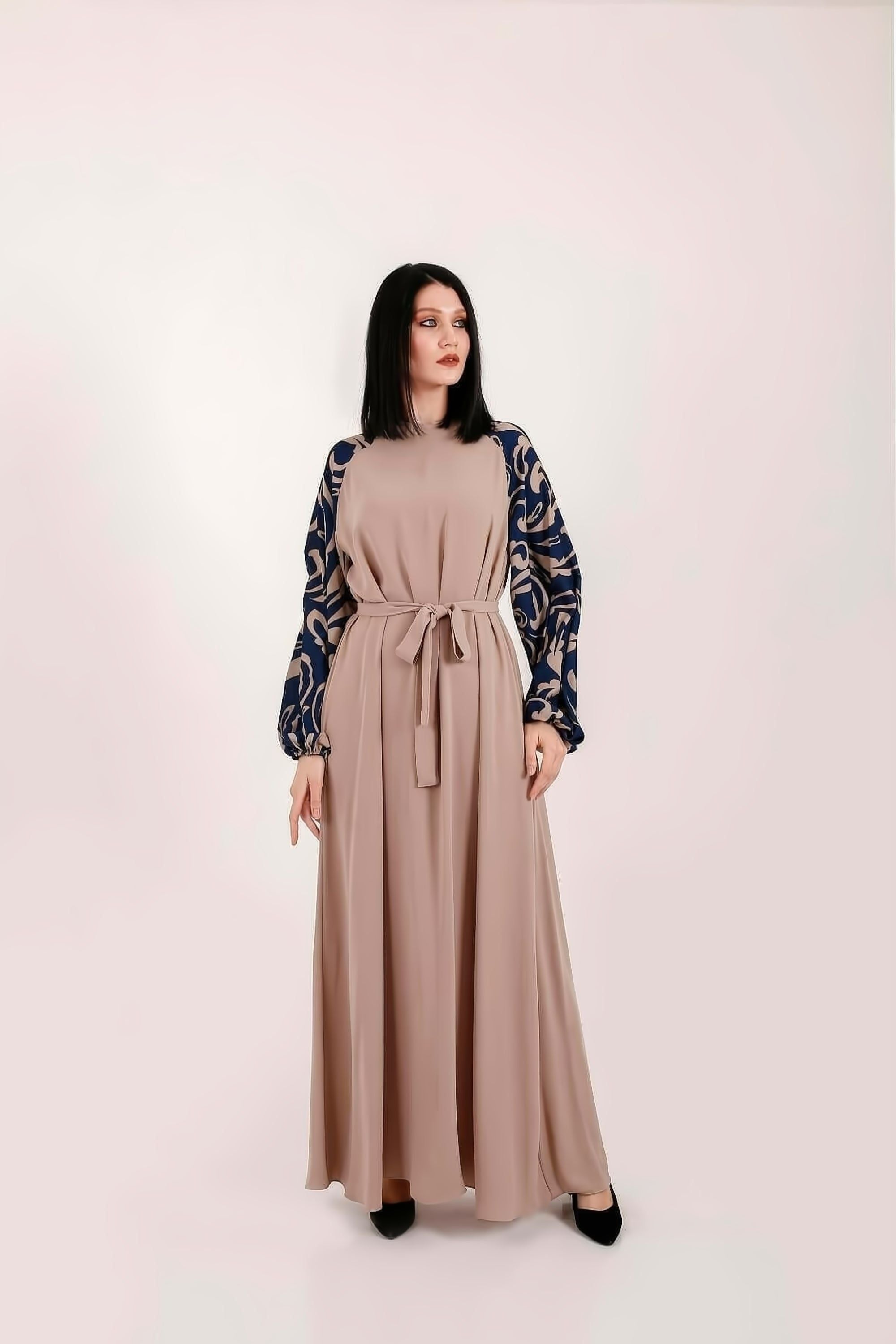 Alissa Modest Maxi Dress Abaya with Long Sleeve - Elegant Muslim Women's Prayer Dress for Mosque, Eid & Special Occasions
