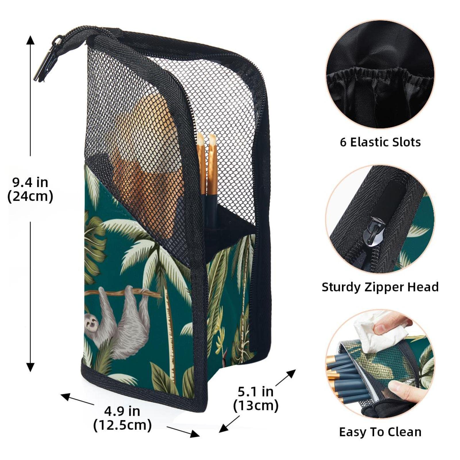 Premium 12-Piece Makeup Brush Organizer Bag with Animal Monkey Tropical Tree Design - Portable Travel Makeup Brush Holder Case for Professional Artists & Beginners - Perfect for Travel, Home Vanity & Salon Use