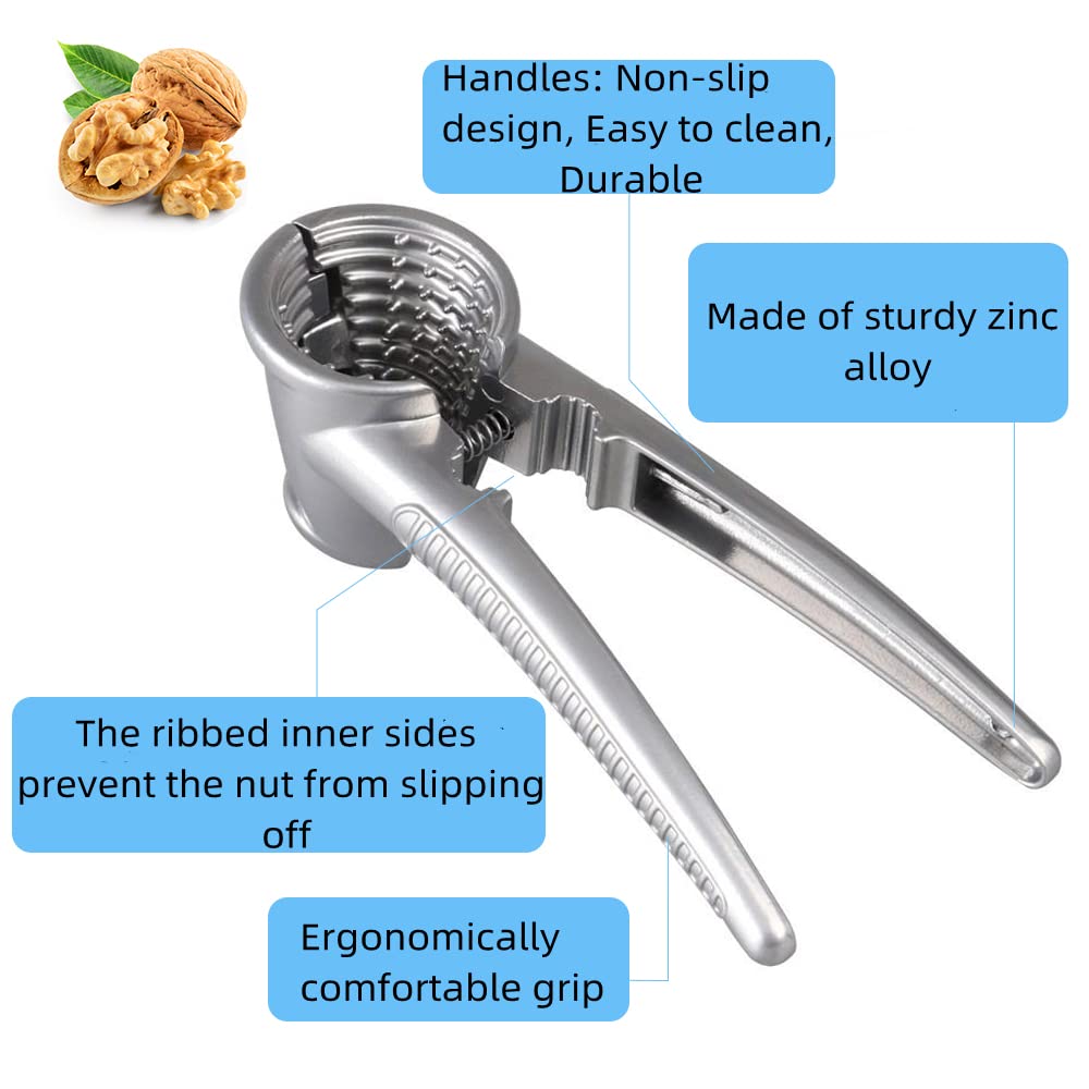 Premium Nut Cracker Set for Walnuts, Pecans, Hazelnuts & Brazil Nuts - Heavy Duty Stainless Steel Nut Opener Tool with Ergonomic Handle - Perfect for Kitchen, Camping & Holiday Gatherings