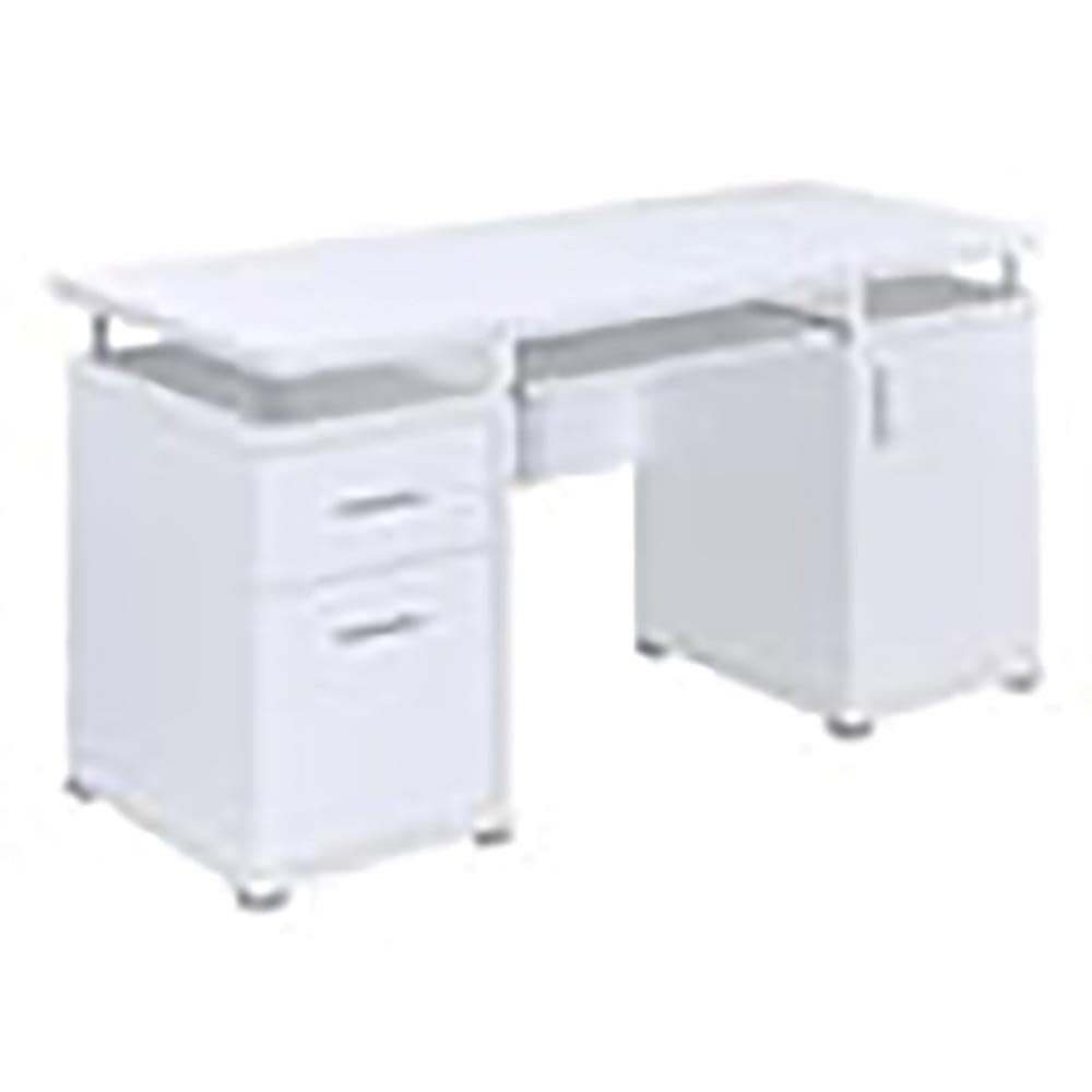 Pemberly Row 2-Drawer Modern White Wooden Computer Desk - Home Office, Study, Workstation & Small Space Solution