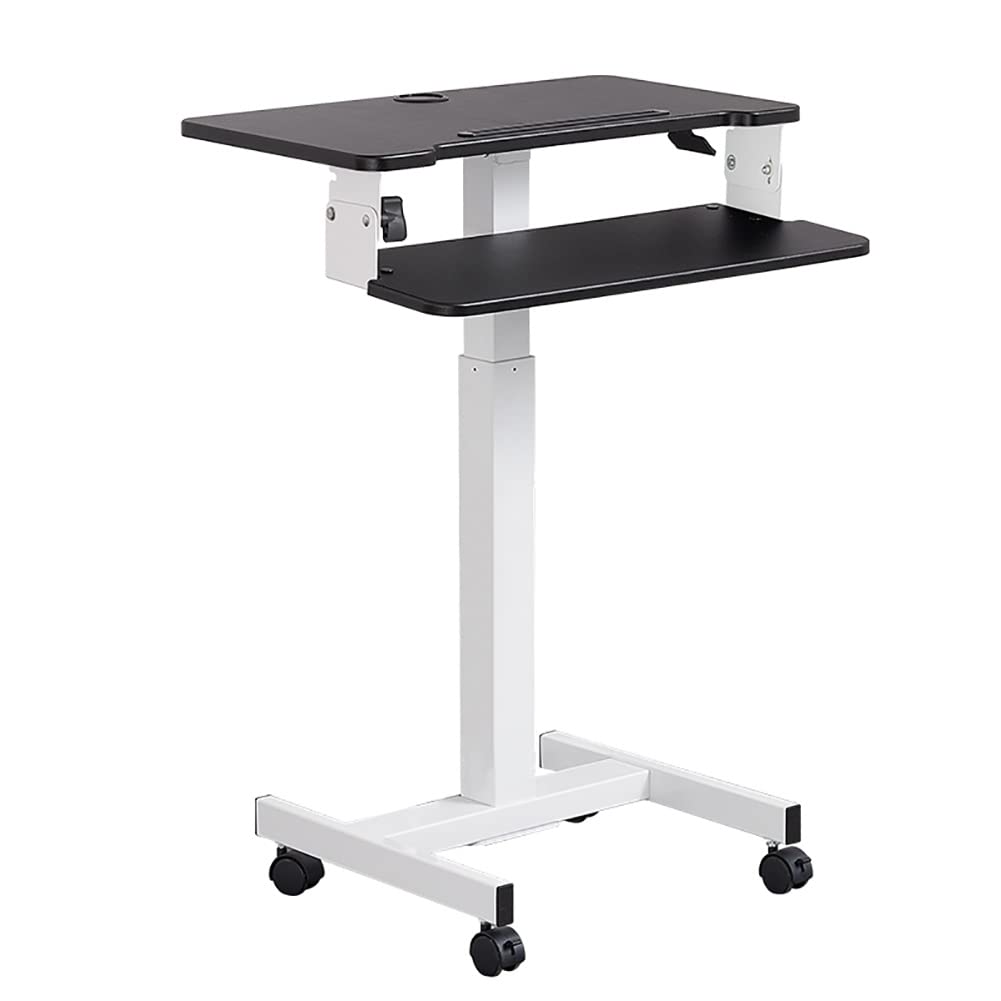 Adjustable Laptop Desk Workstation - Liftable Mobile Home Office & Bedside Table with Wheels, Ergonomic Study Desk for Sofa, Bed or Office (Black) - Perfect for Remote Work, Gaming & Home Study