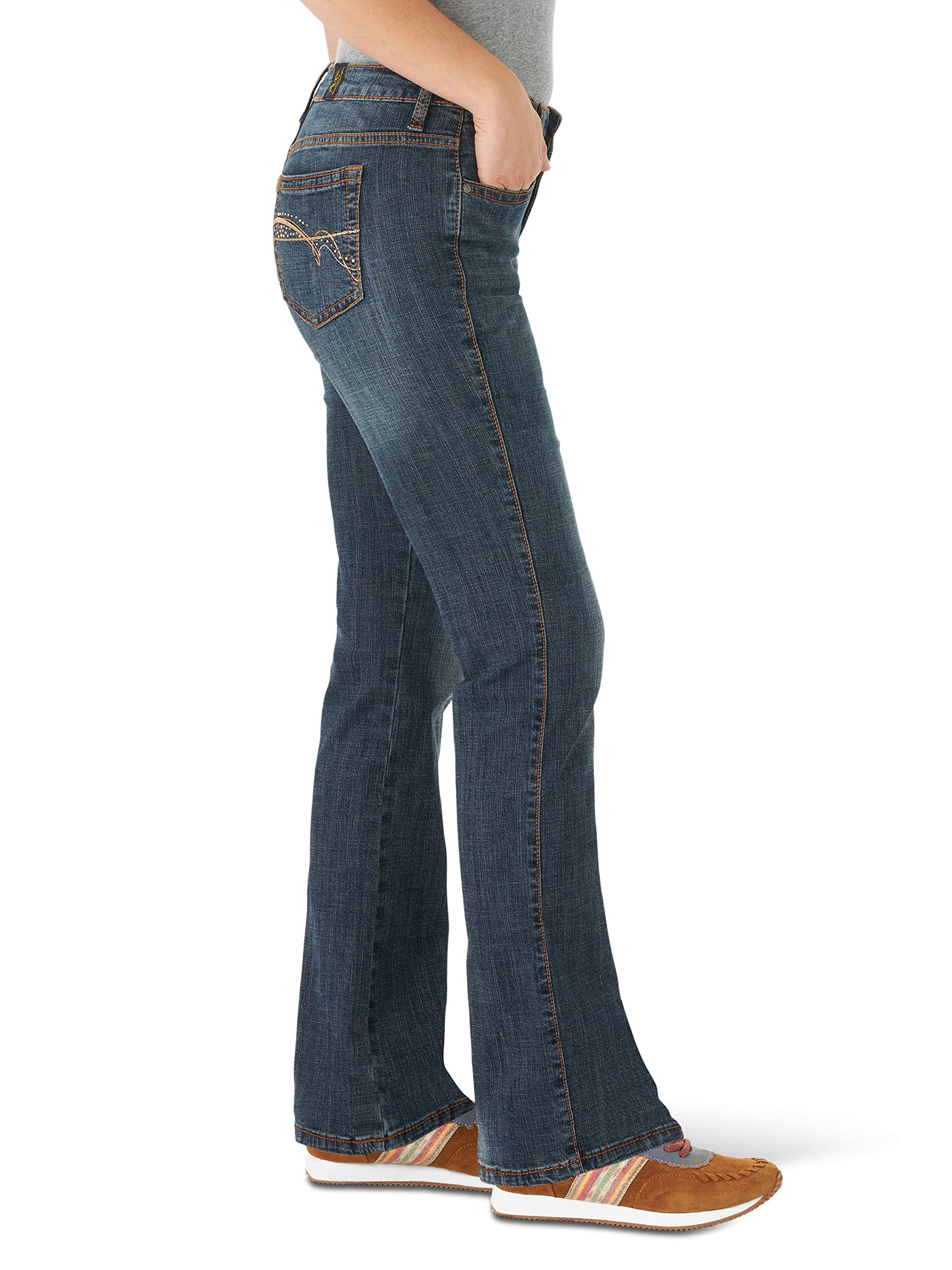Wrangler Women's Aura Instantly Slimming Mid Rise Boot Cut Jeans - Flattering & Comfortable Denim for Casual Wear & Everyday Style