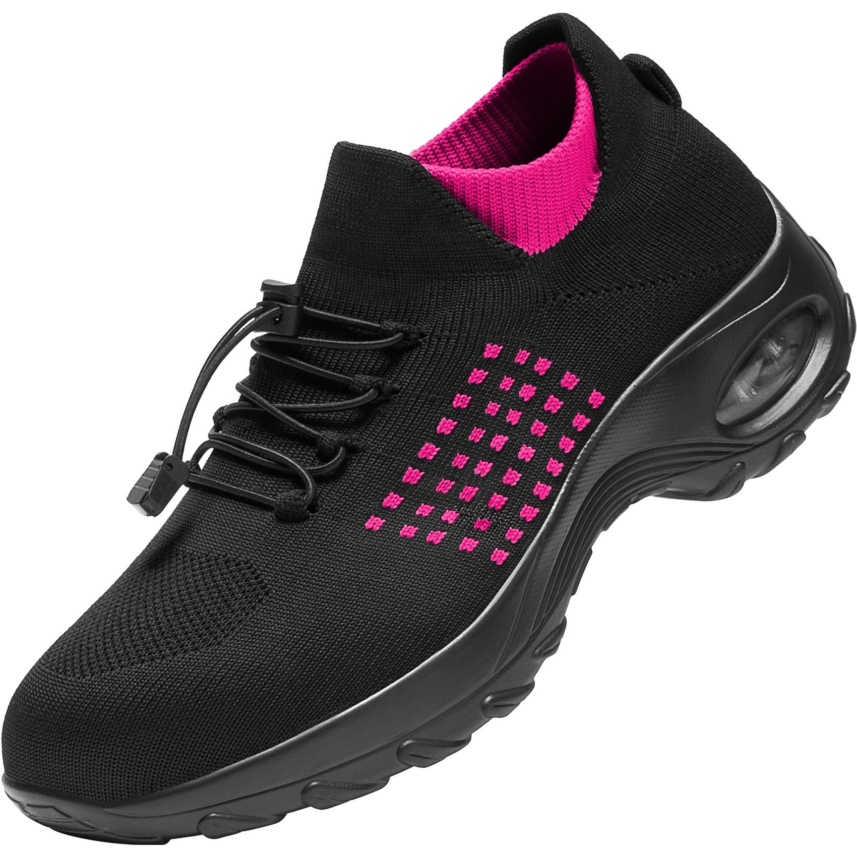 FENLERN Women's Steel Toe Work Shoes - Lightweight Air Cushion Safety Sneakers with Slip-On Design | OSHA Compliant for Construction, Warehouse & Outdoor Work
