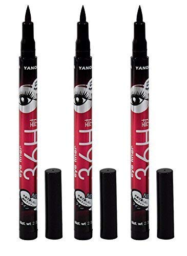 AVEU Yanqina Waterproof Liquid Eyeliner Pencil - Long Lasting Smudge Proof Eyeliner for Precise Lines (3 Pack, Black) | Perfect for Everyday Makeup, Party Looks & Professional Makeup Artists