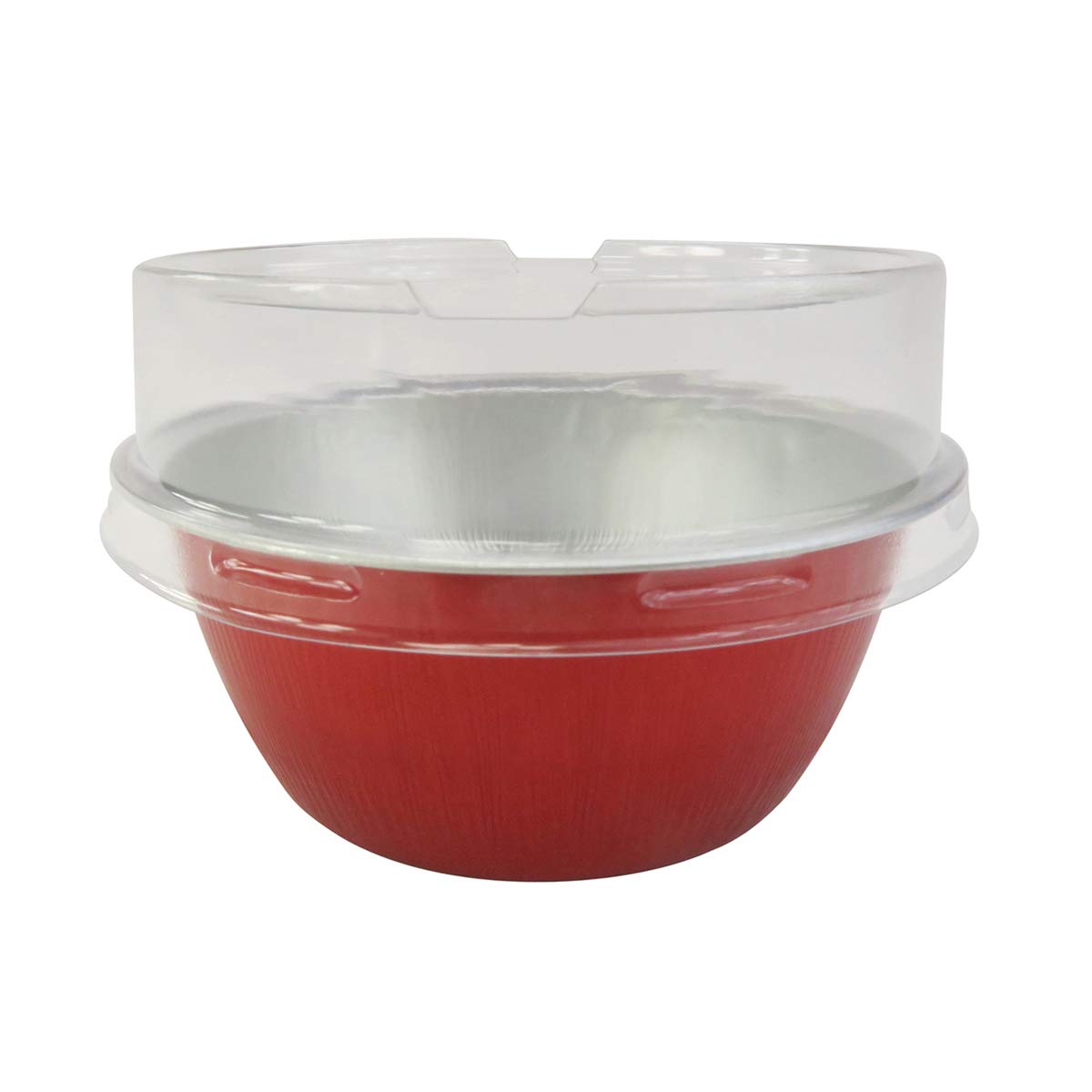 KitchenDance 4oz Disposable Aluminum Baking Cups with Lids - 500 Pack Red Stackable Foil Pans for Creme Brulee, Flan, Cupcakes, Desserts - Perfect for Home Baking, Party Cooking & Meal Prep