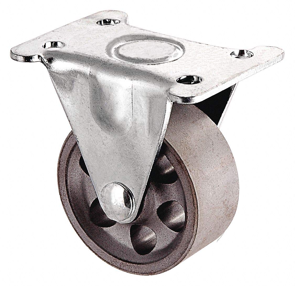 Heavy Duty 2 Inch Cast Iron Rigid Plate Caster - 125 lb Capacity for Industrial Equipment, Workbenches, and Workshop Furniture