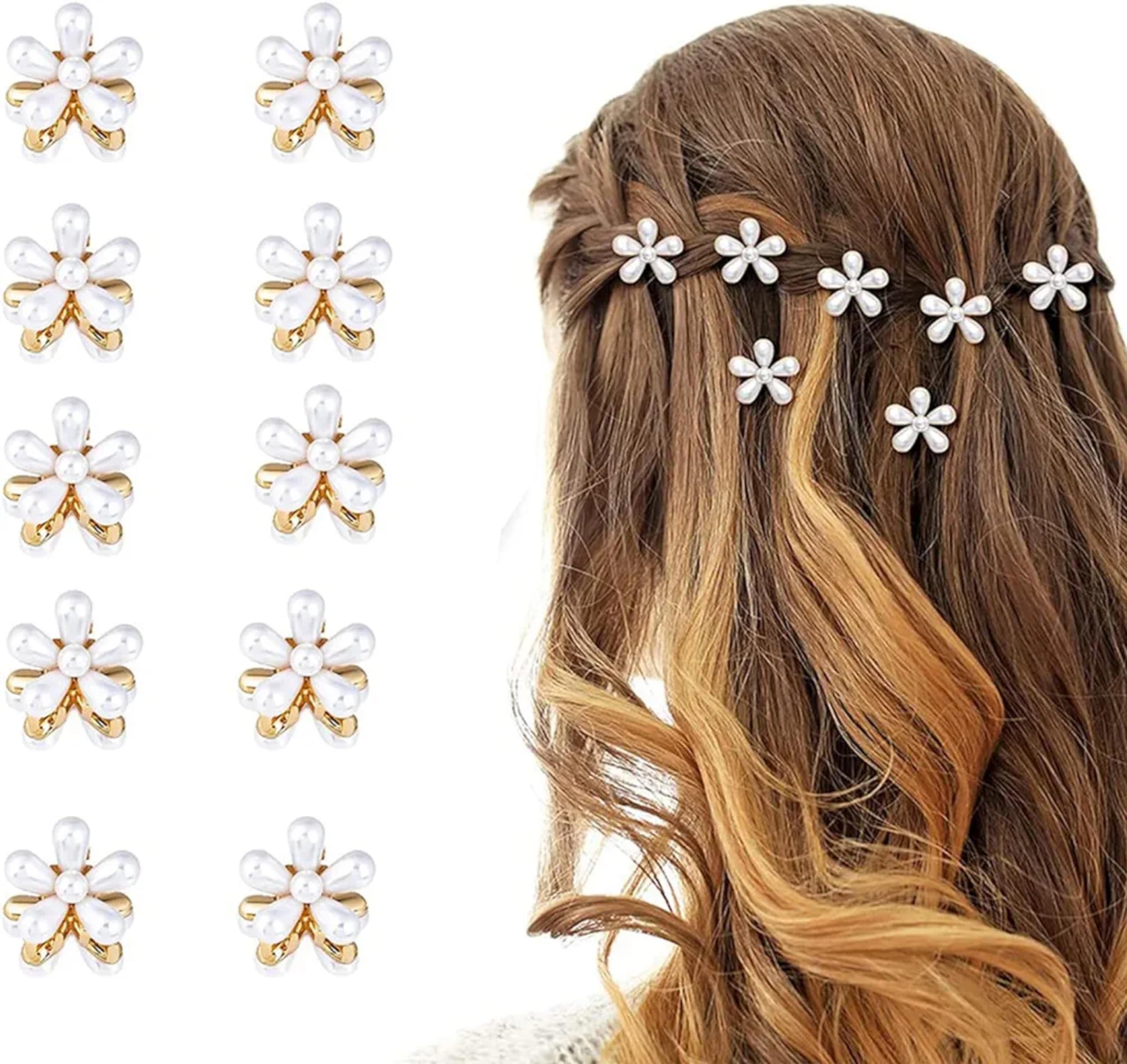 12 Pcs Mini Pearl Hair Clips for Women & Girls - Elegant Flower Pearl Bangs Clips, Wedding & Dance Hair Accessories, Artificial Pearl Claw Clips for Everyday & Special Occasions