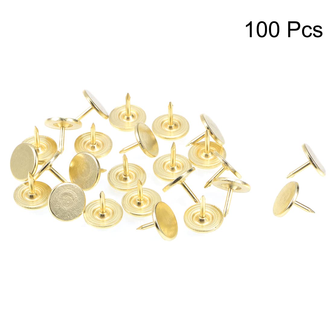 uxcell 100 Pcs Gold Tone Upholstery Nails Tacks 11mmx10mm Flat Head Furniture Nails for Sofa, Headboard, DIY Home Decor & Upholstery Projects - Perfect for Furniture Repair and Decorative Accents