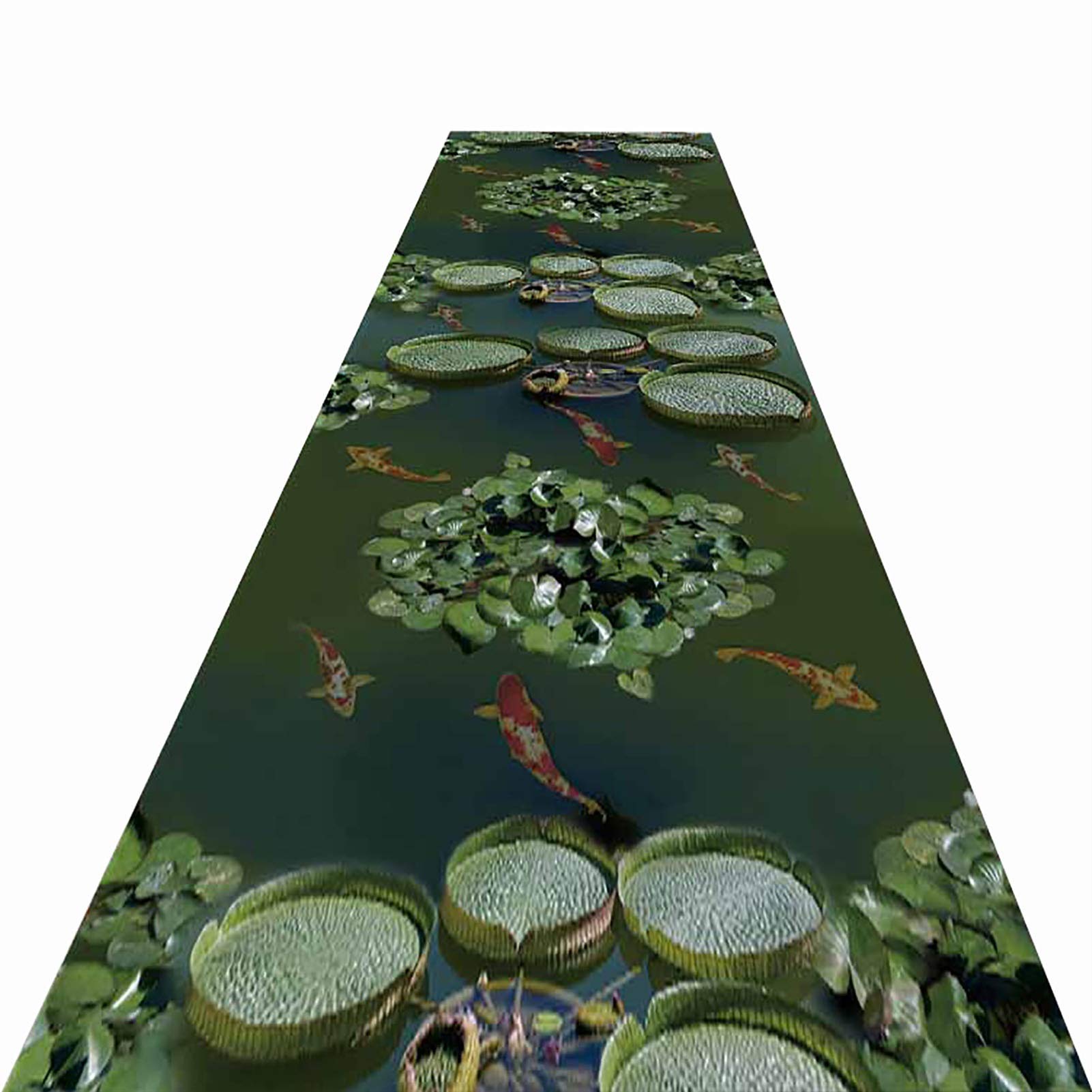 Non-Slip Crystal Velvet Bath Mat with Rubber Backing - Dark Green Washable Long Carpet Rug (1.4×4m) for Bathroom, Shower, Pond Area & Home Decor - 37 Size Options Available