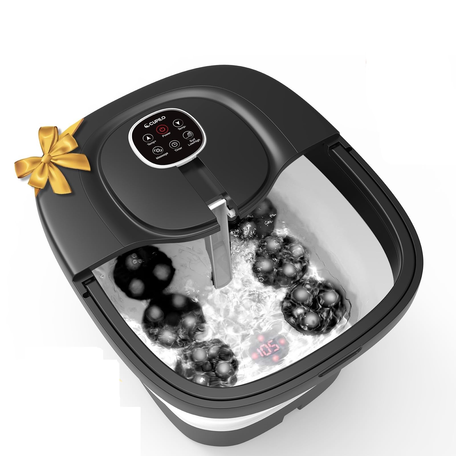 2025 Upgraded Electric Foot Spa Massager with Heating & Circulation, Shiatsu Massage Balls, Pedicure Soaking Tub - Remote Control & Handle for Stress Relief - Perfect for Home Relaxation, Spa Days & Gift Giving