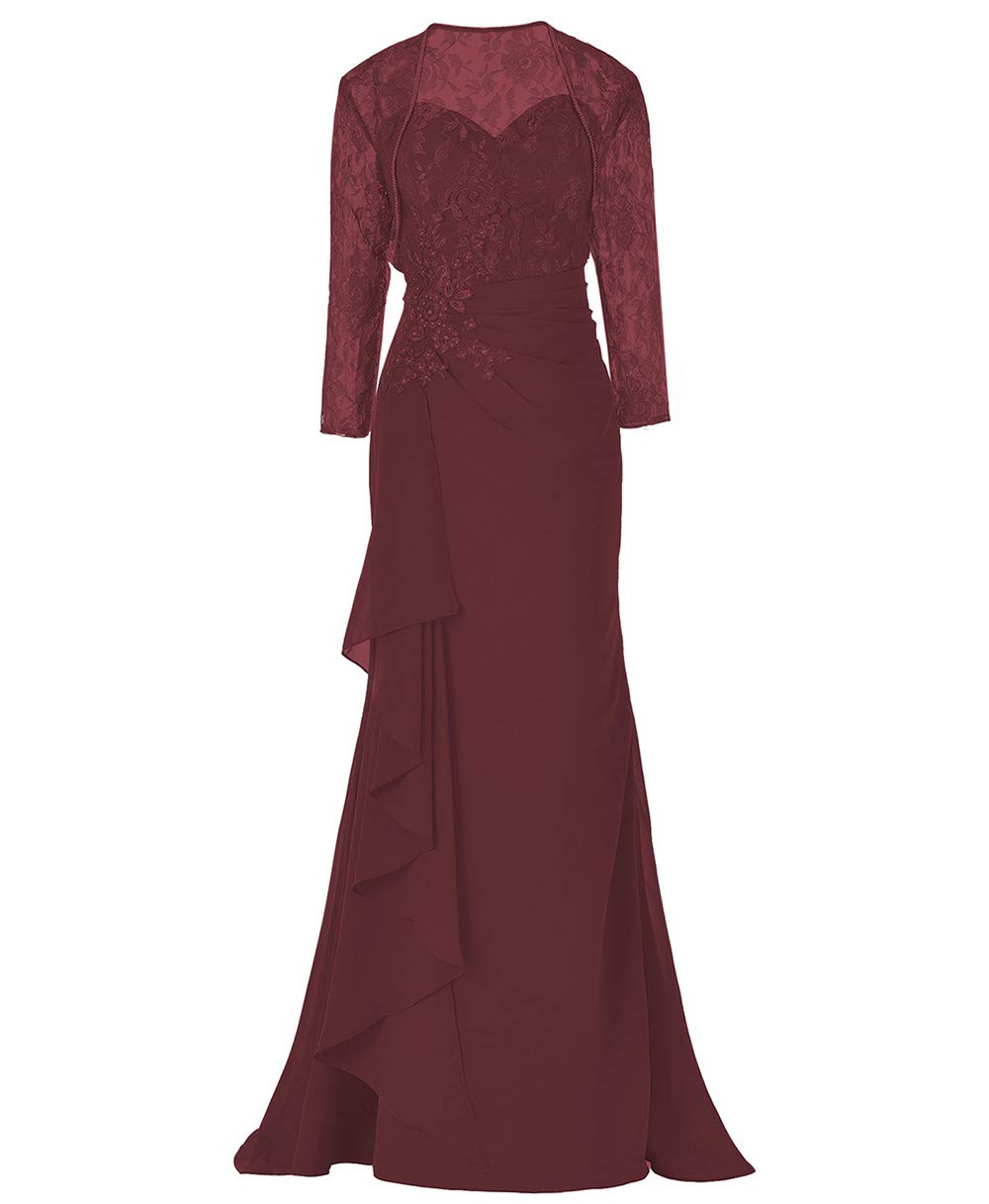 Elegant Chiffon Mother of the Bride Dress with Jacket - Long Sleeve Formal Wedding Guest Gown for Women | Perfect for Weddings, Parties & Special Occasions